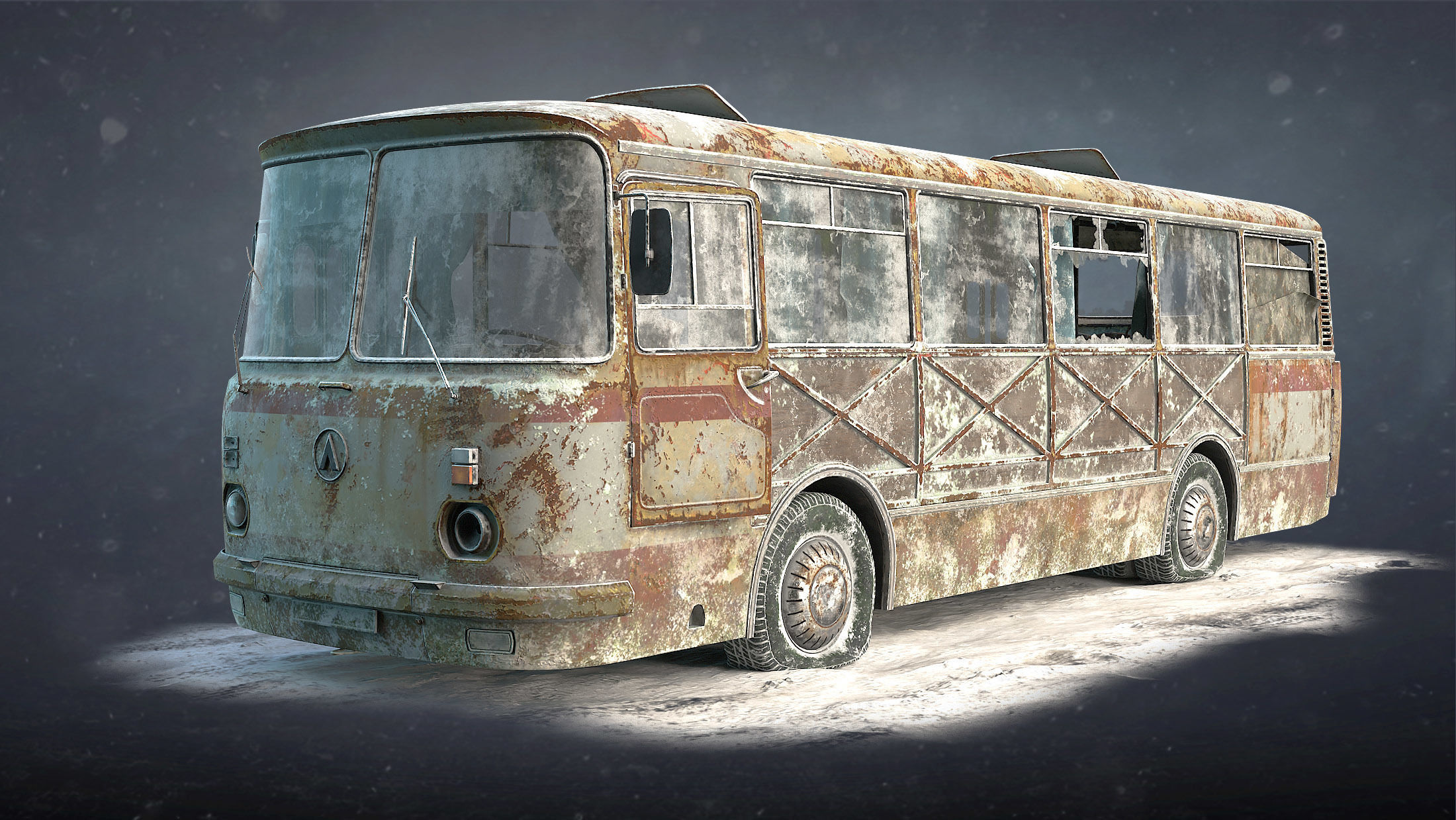 LAZ-695N Bus Game Ready Set Low-poly 3D model_7