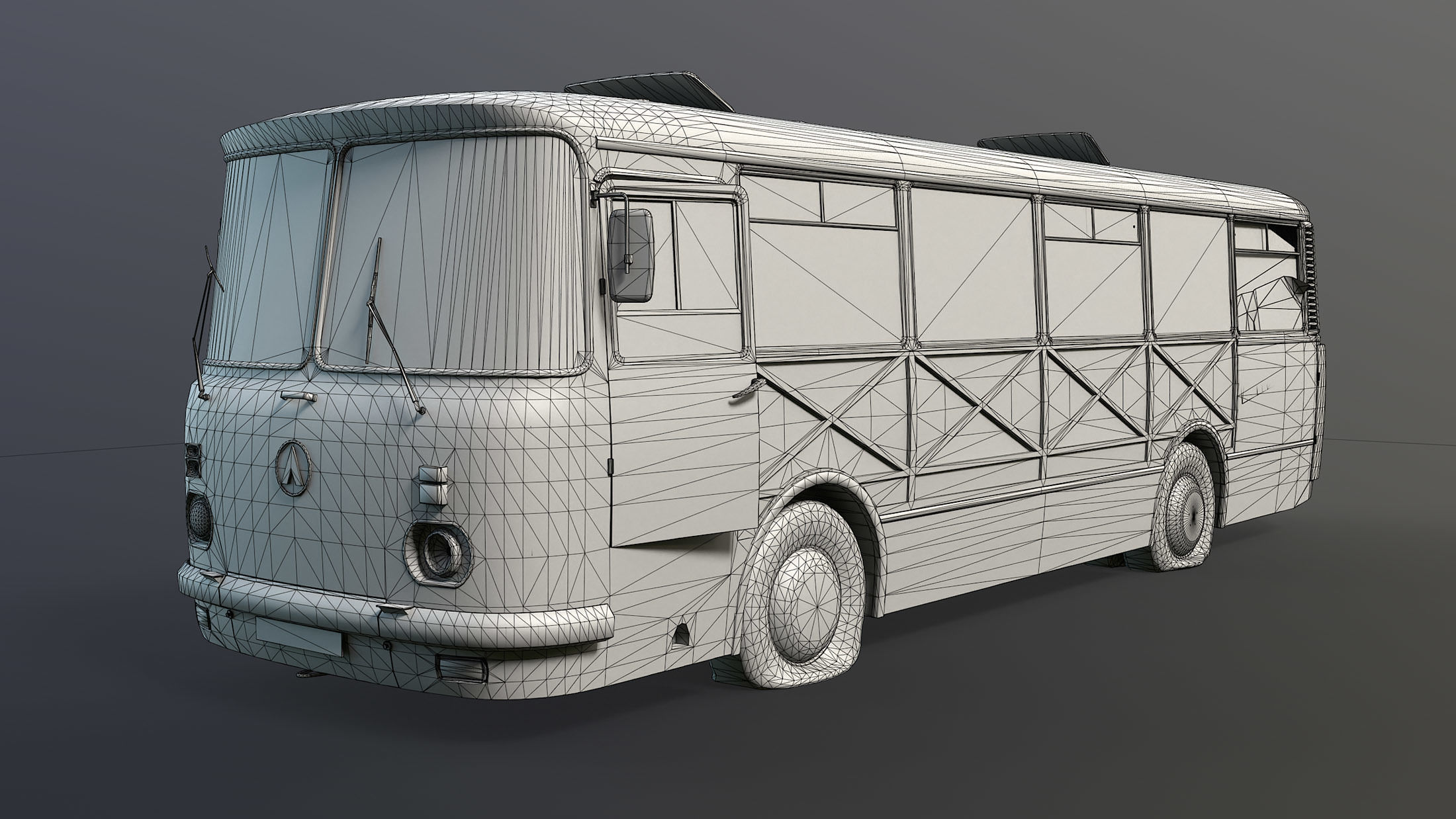 LAZ-695N Bus Game Ready Set Low-poly 3D model_17