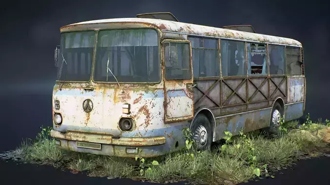 LAZ-695N Bus Game Ready Set Low-poly 3D model