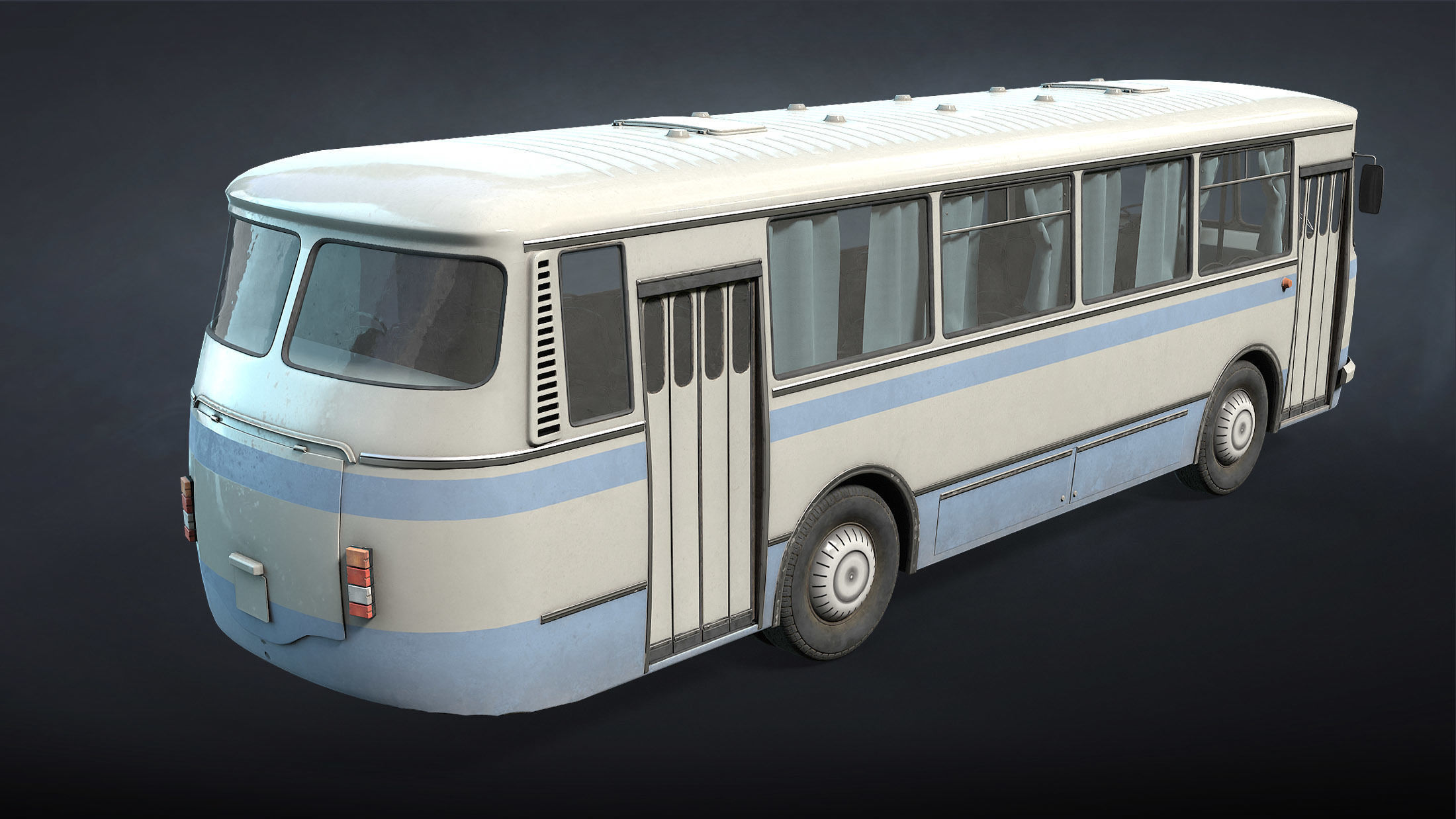 LAZ-695N Bus Game Ready Set Low-poly 3D model_16
