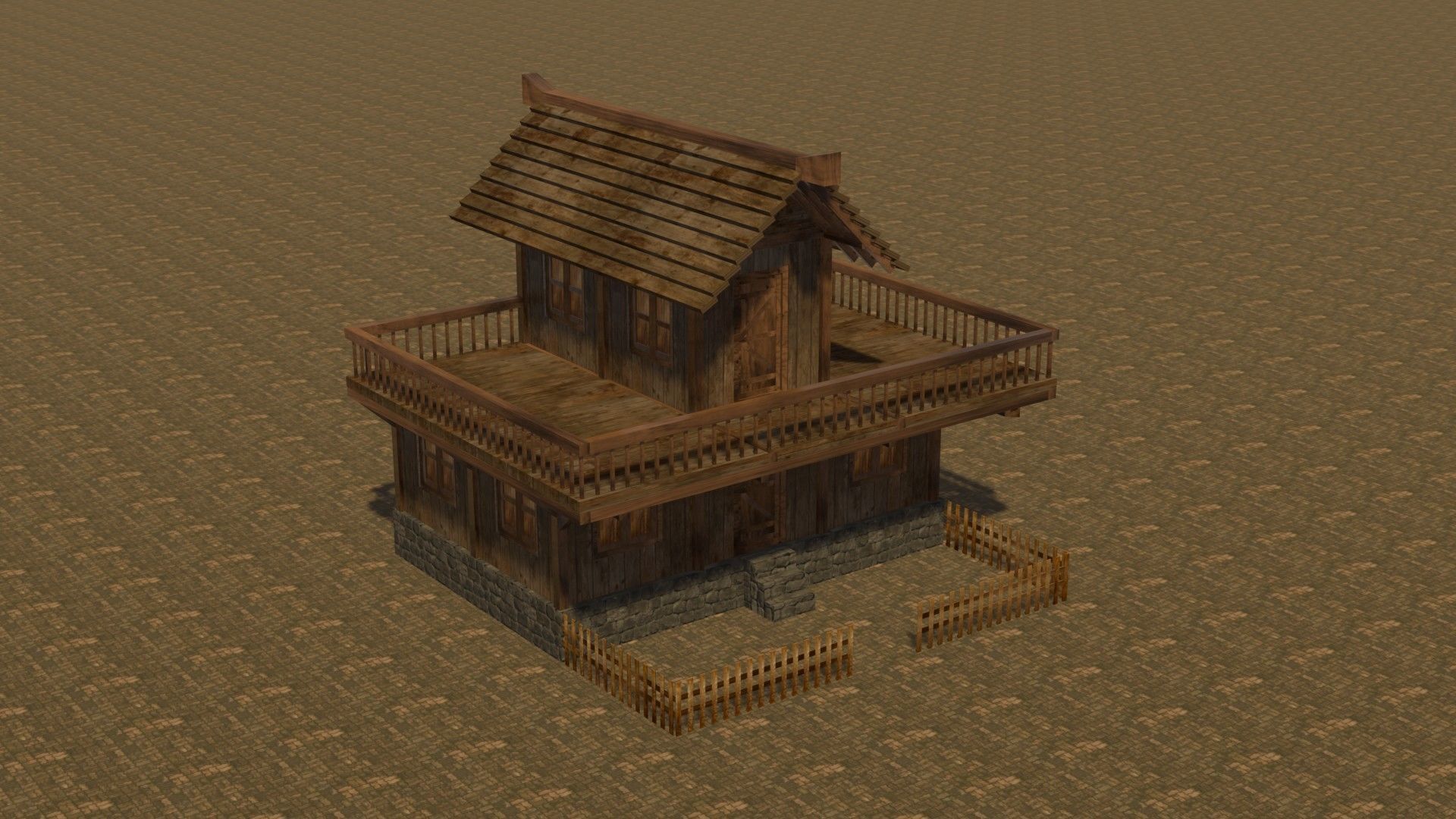 Medieval house eight 6 Low-poly 3D model_4