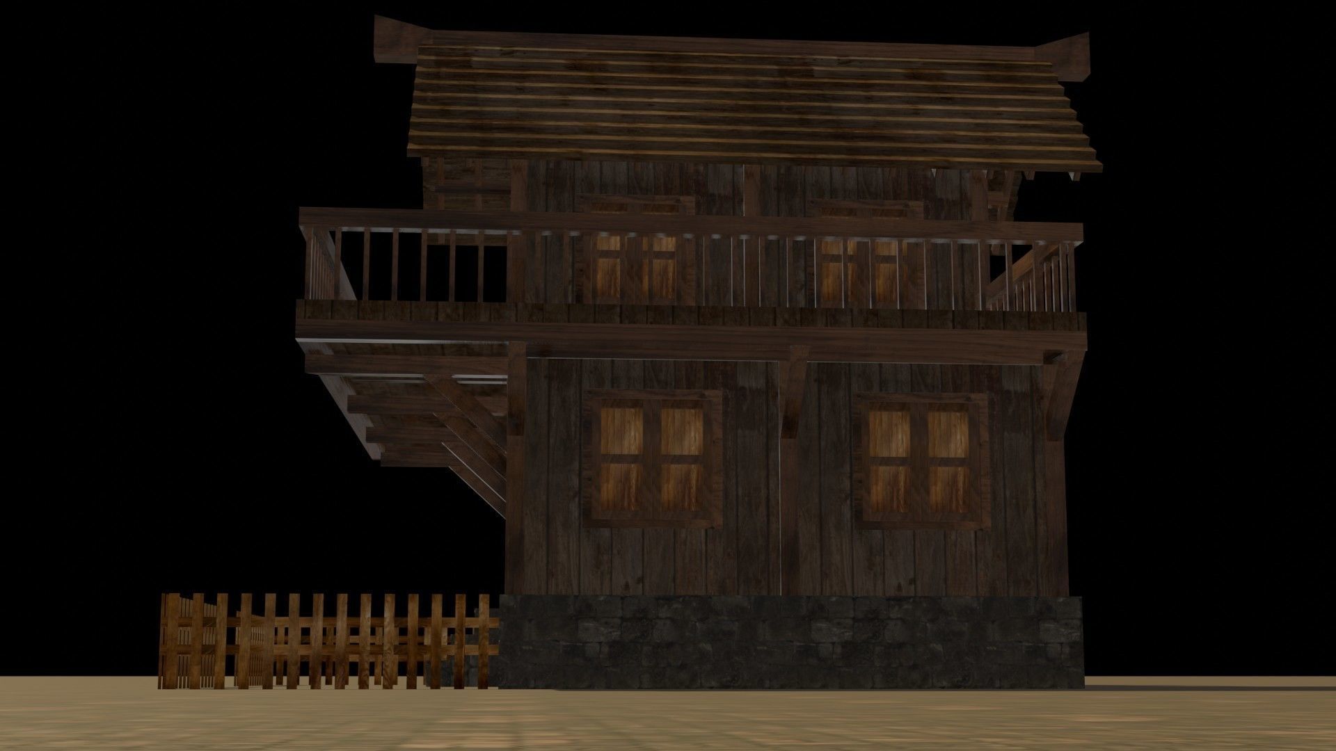 Medieval house eight 6 Low-poly 3D model_12