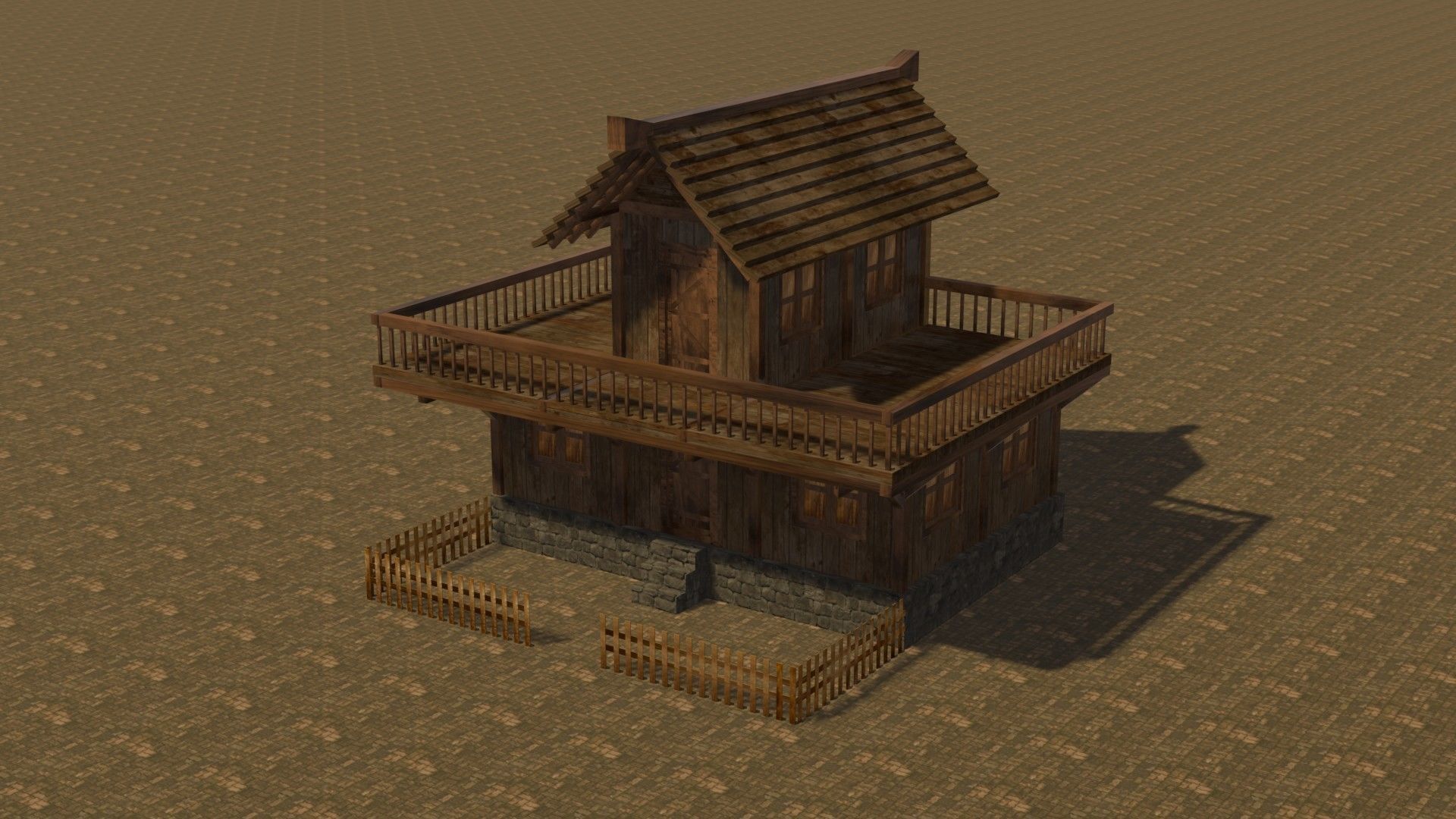 Medieval house eight 6 Low-poly 3D model_2