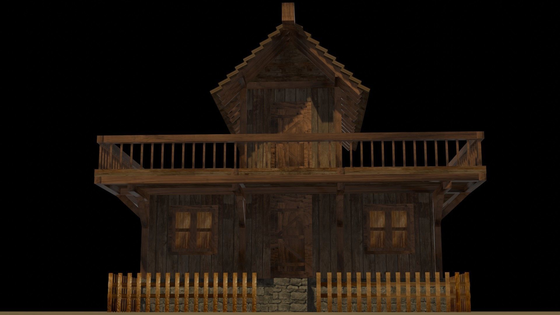Medieval house eight 6 Low-poly 3D model_10
