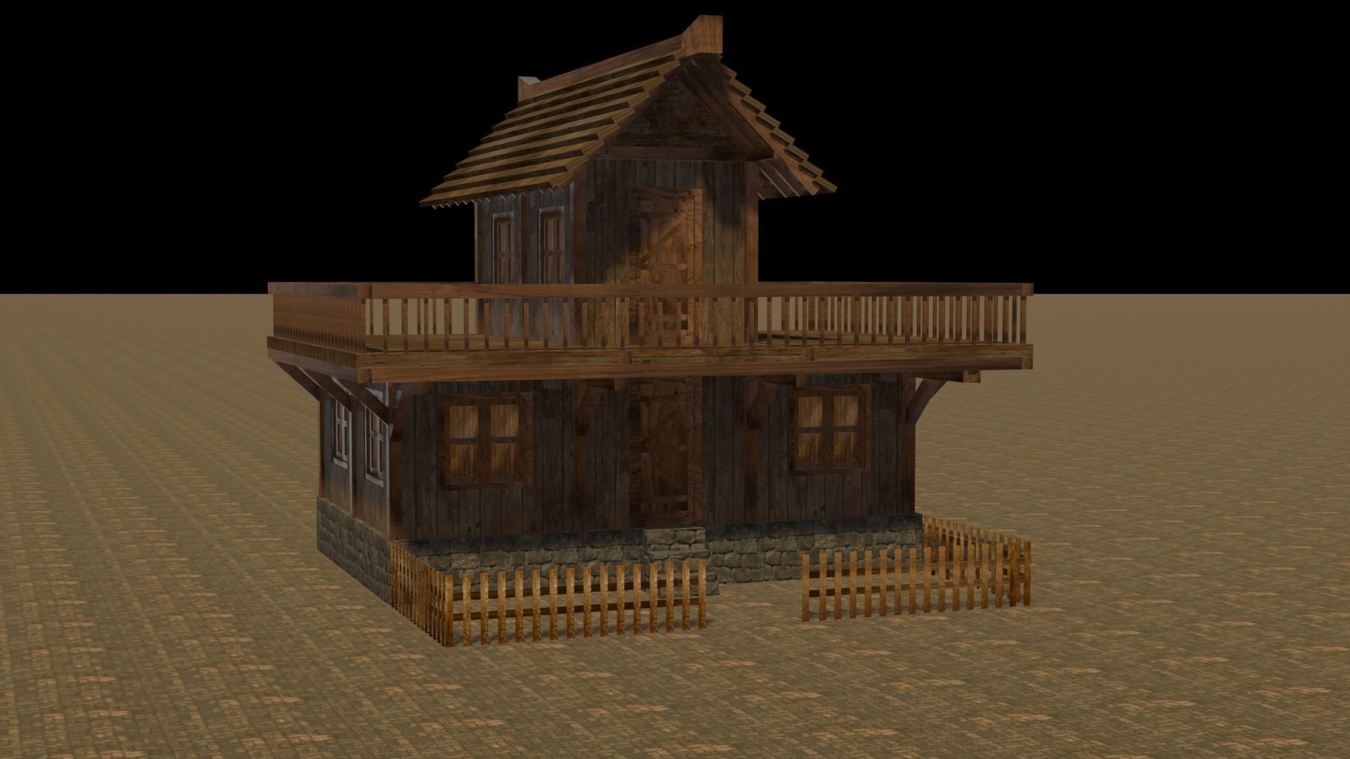 Medieval house eight 6 Low-poly 3D model_16