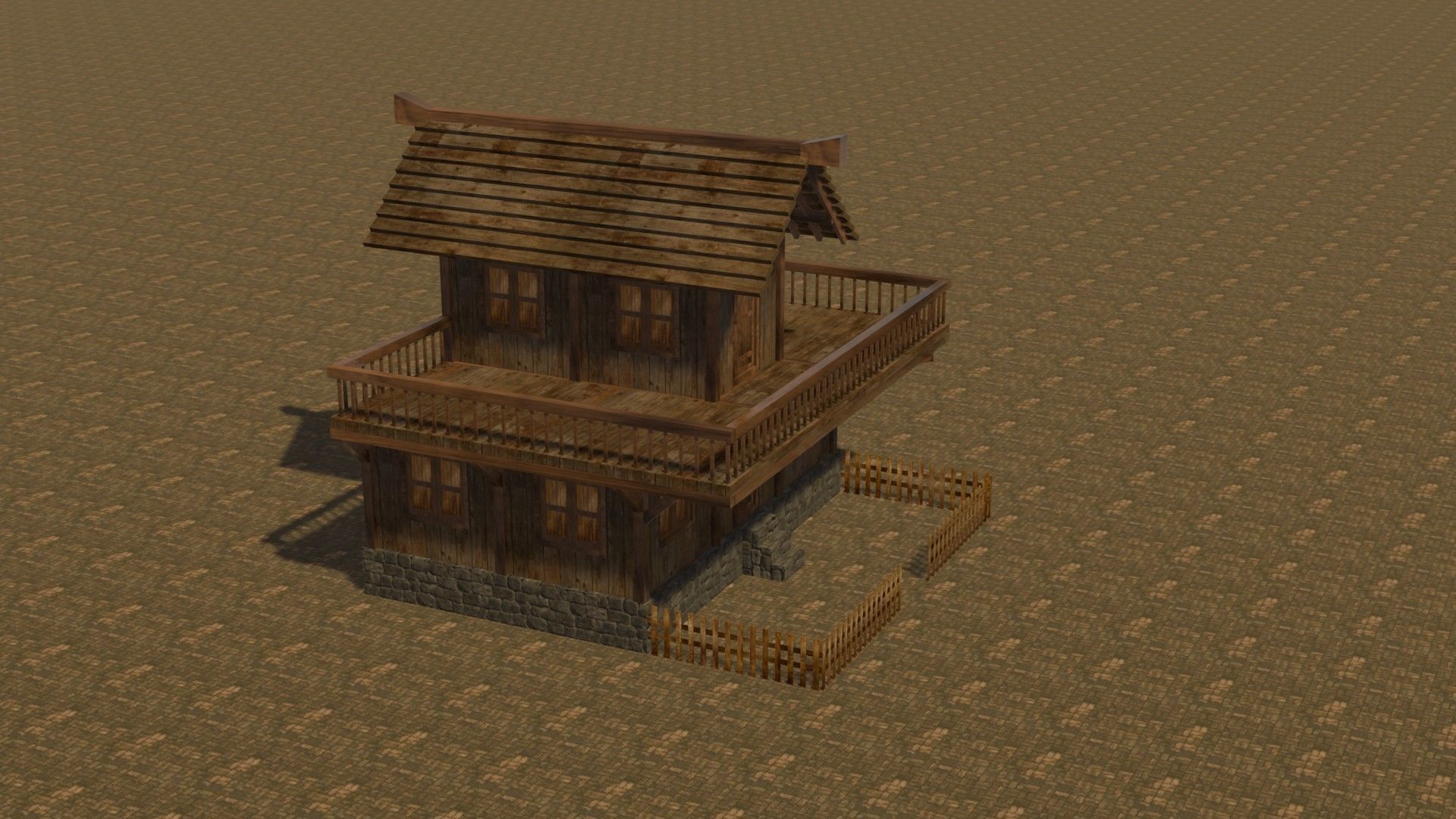 Medieval house eight 6 Low-poly 3D model_5