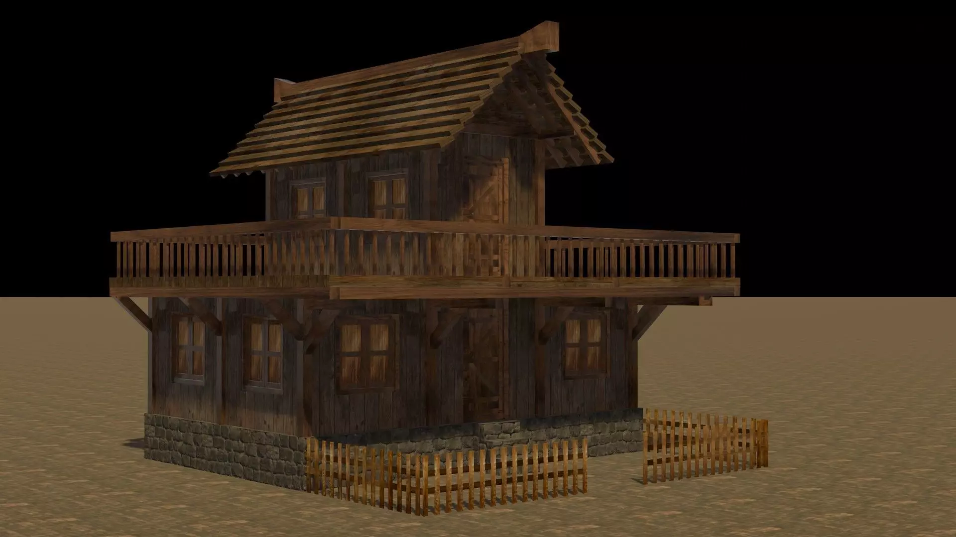 Medieval house eight 6 Low-poly 3D model_0