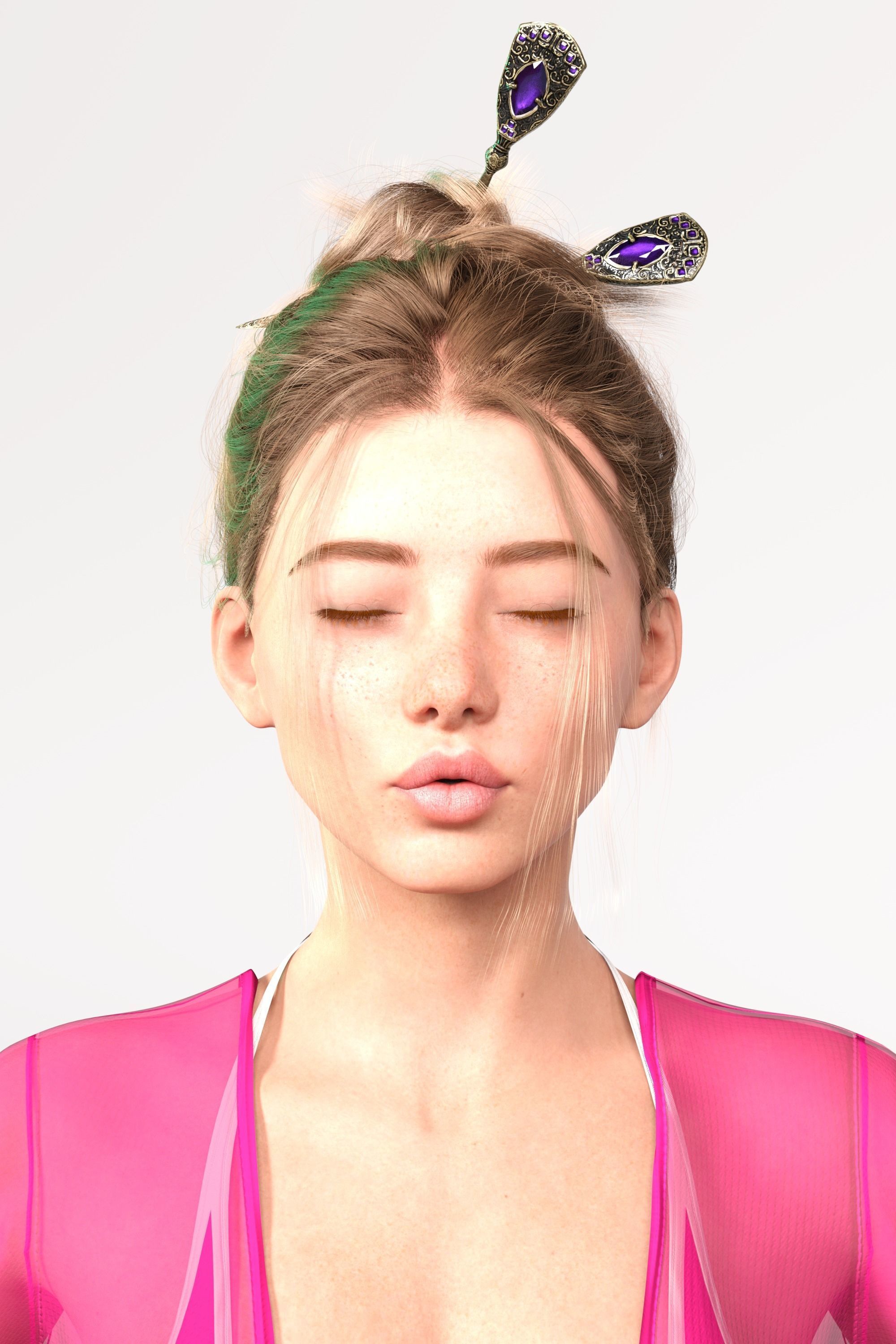 Photo realistic looking White female  Low-poly 3D model_1