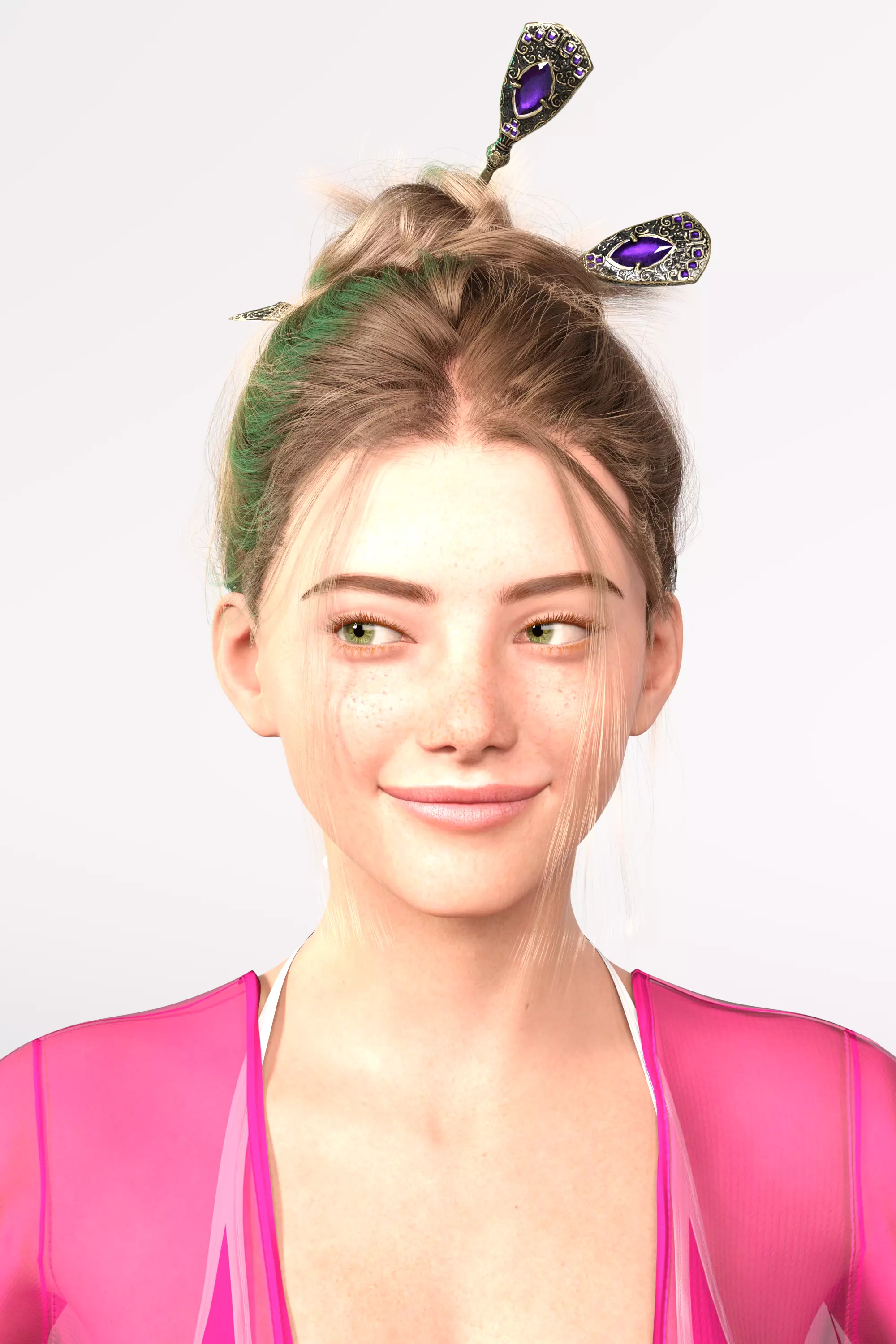 Photo realistic looking White female  Low-poly 3D model_0