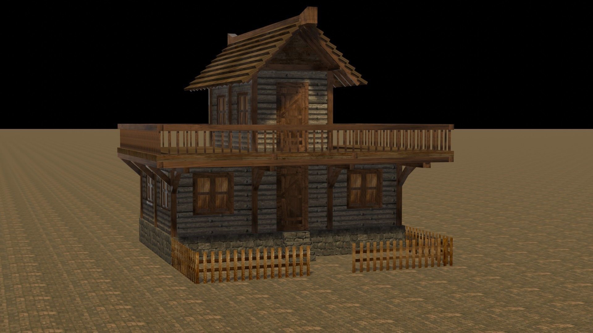 Medieval house eight 4 Low-poly 3D model_16