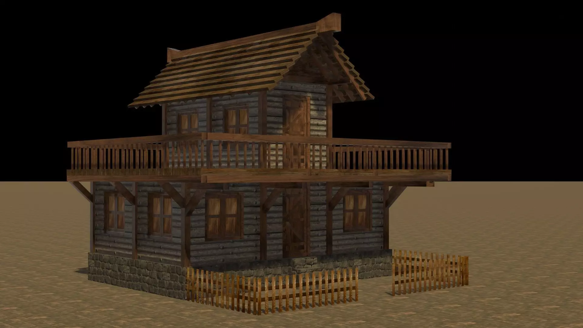 Medieval house eight 4 Low-poly 3D model_0