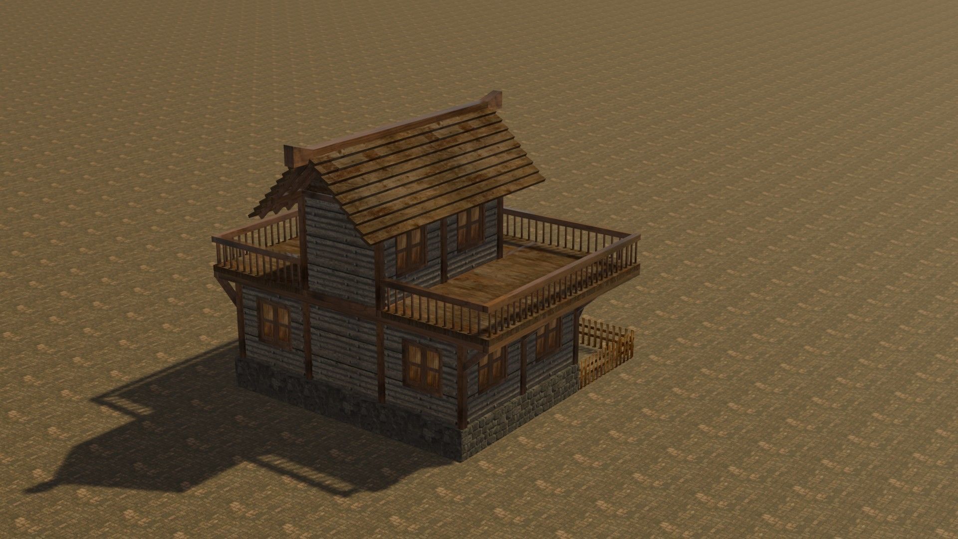 Medieval house eight 4 Low-poly 3D model_7