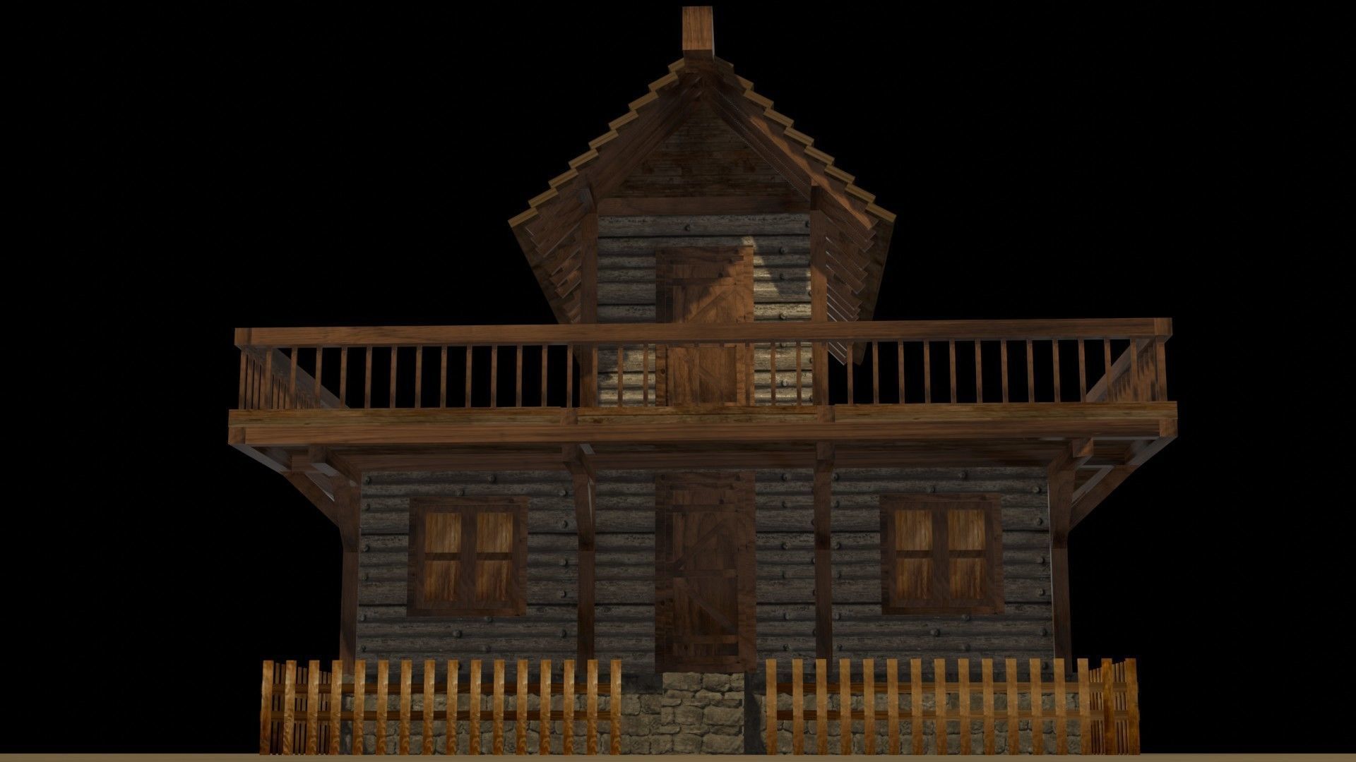 Medieval house eight 4 Low-poly 3D model_10