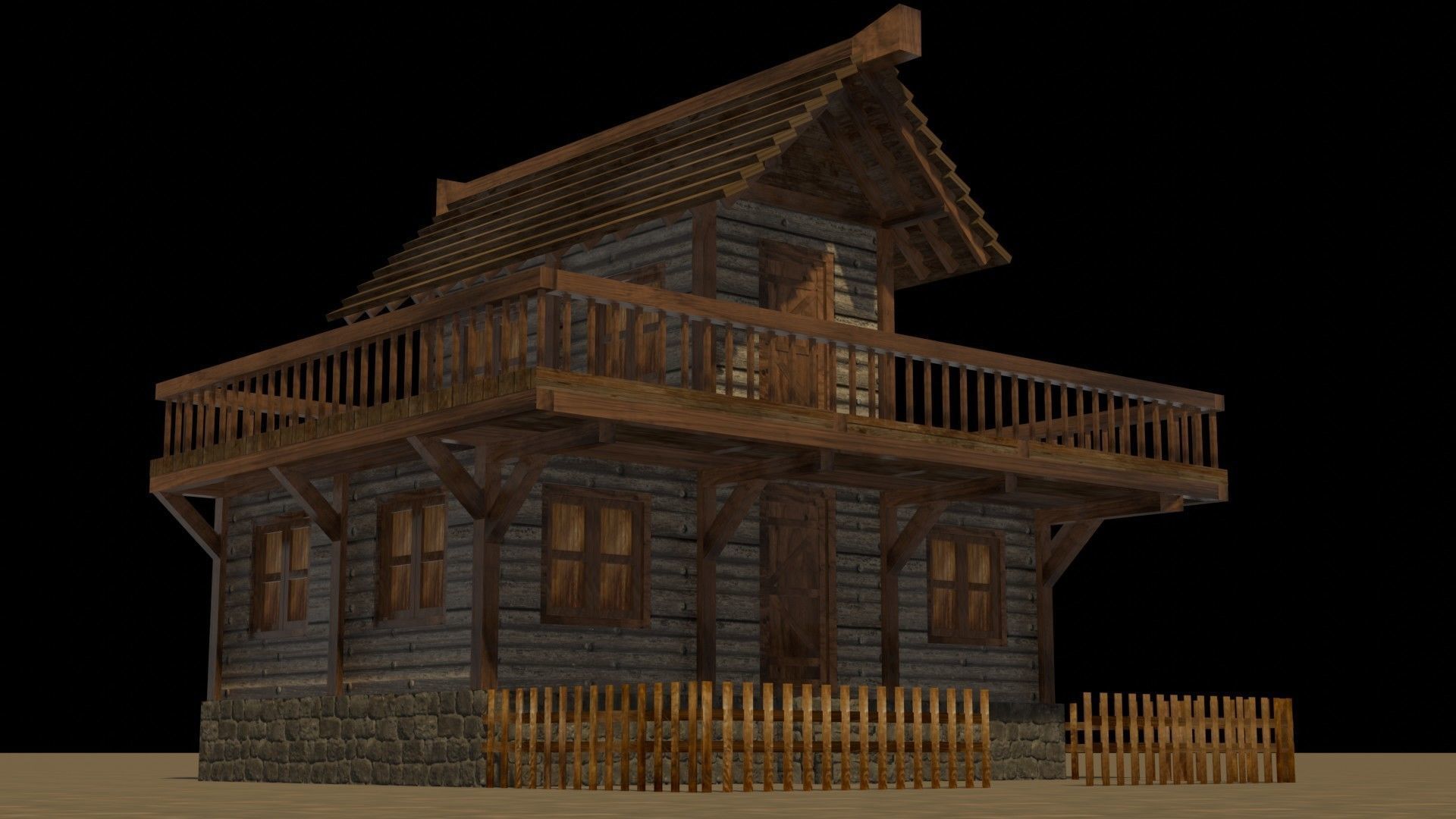 Medieval house eight 4 Low-poly 3D model_11