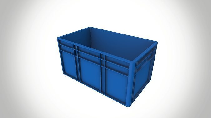 Industrial Plastic Storage Crate Low-poly 3D model