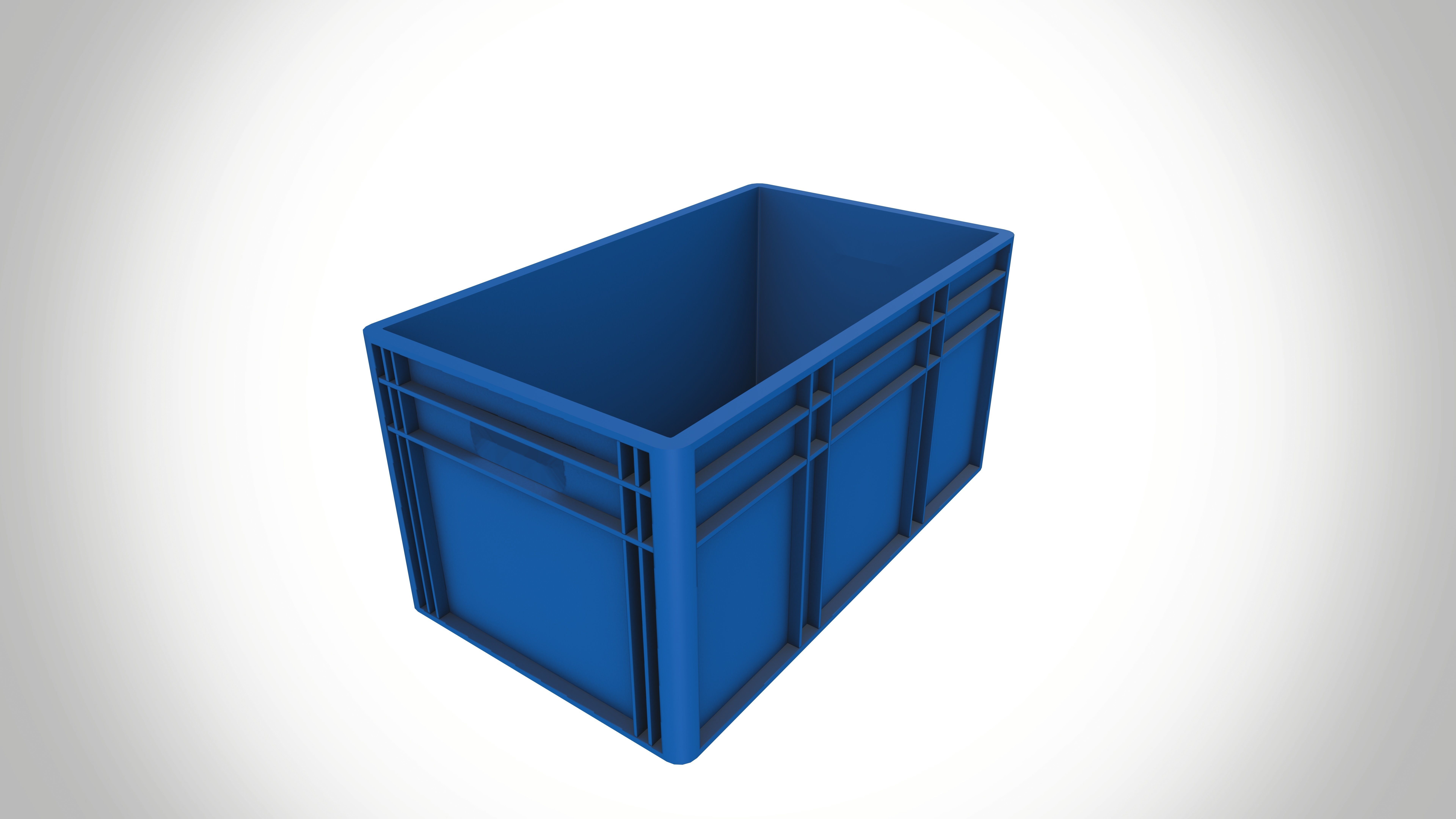 Industrial Plastic Storage Crate Low-poly 3D model_2