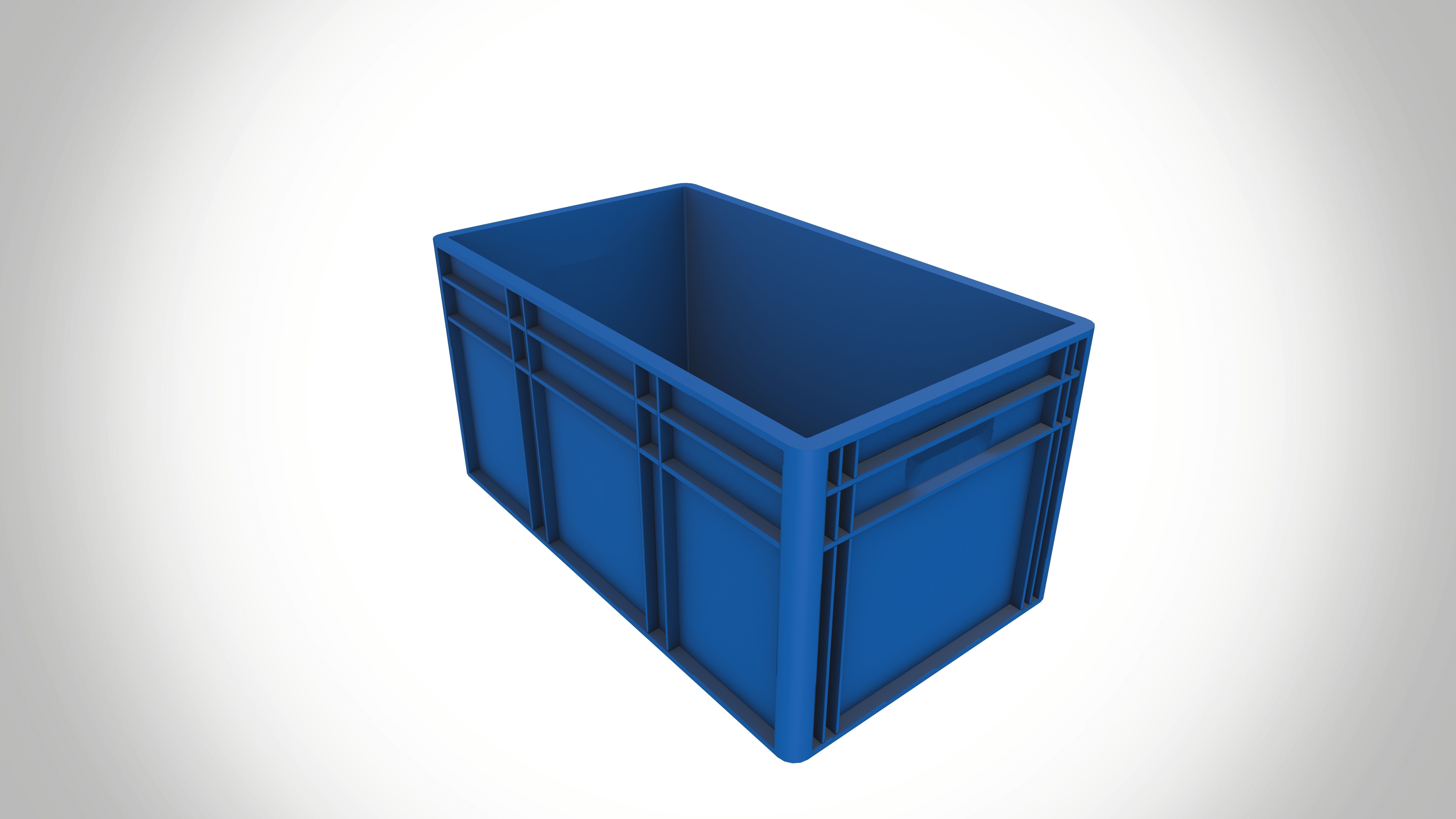 Industrial Plastic Storage Crate Low-poly 3D model_3