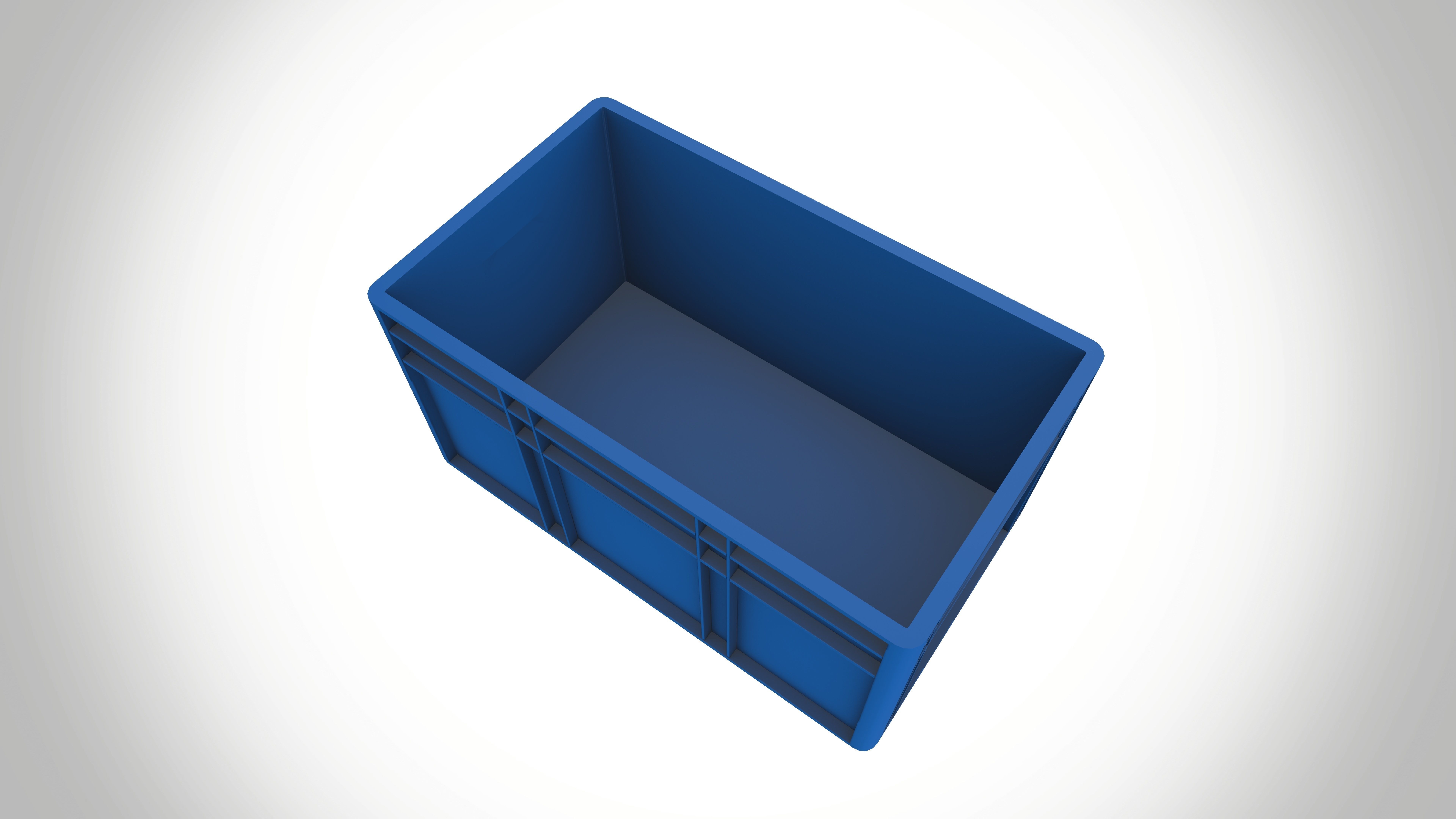Industrial Plastic Storage Crate Low-poly 3D model_4