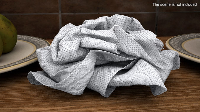 Napkin Crumpled 3D model 2