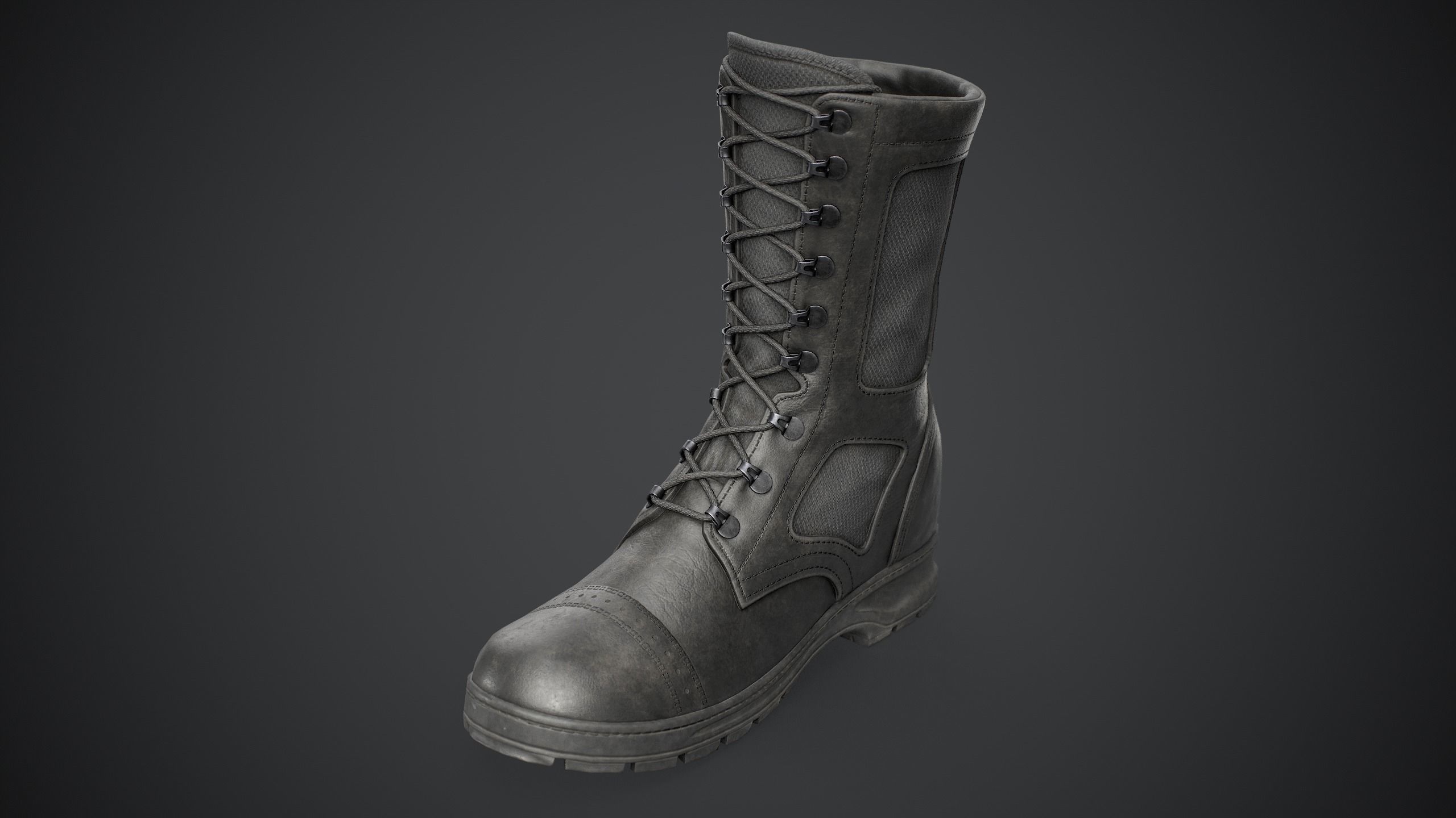 Army Boot Low-poly 3D model_4