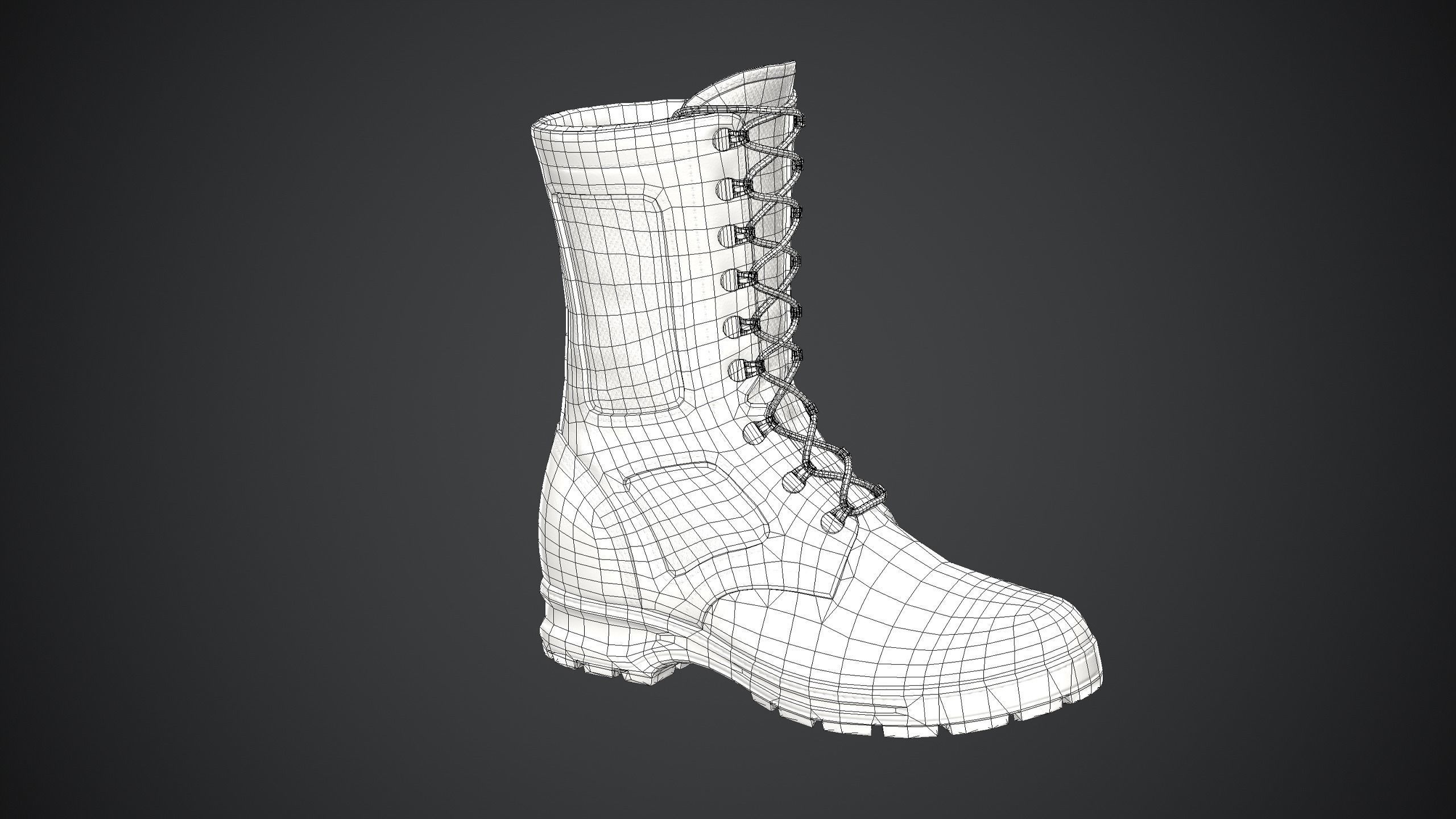 Army Boot Low-poly 3D model_9
