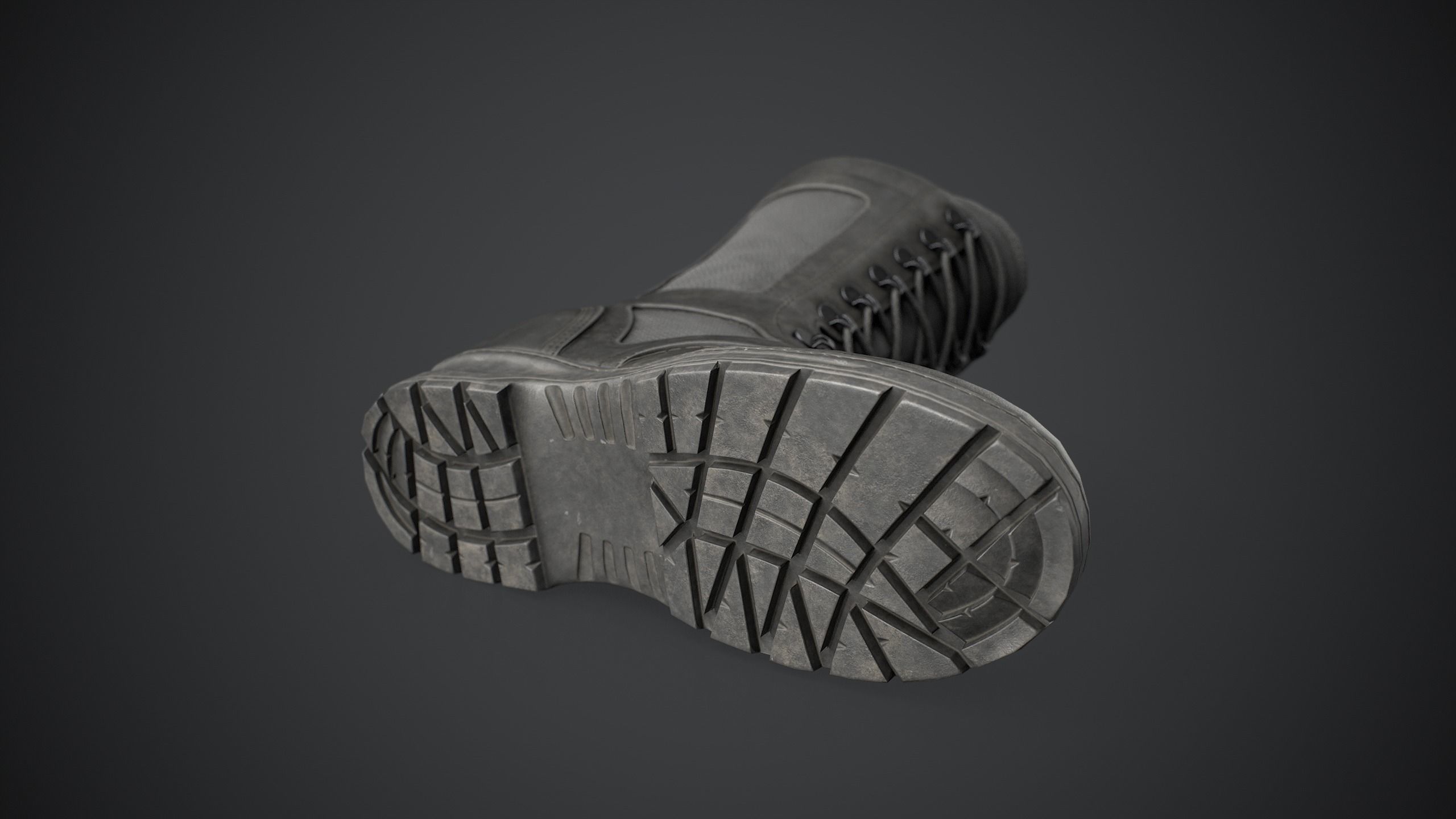 Army Boot Low-poly 3D model_7