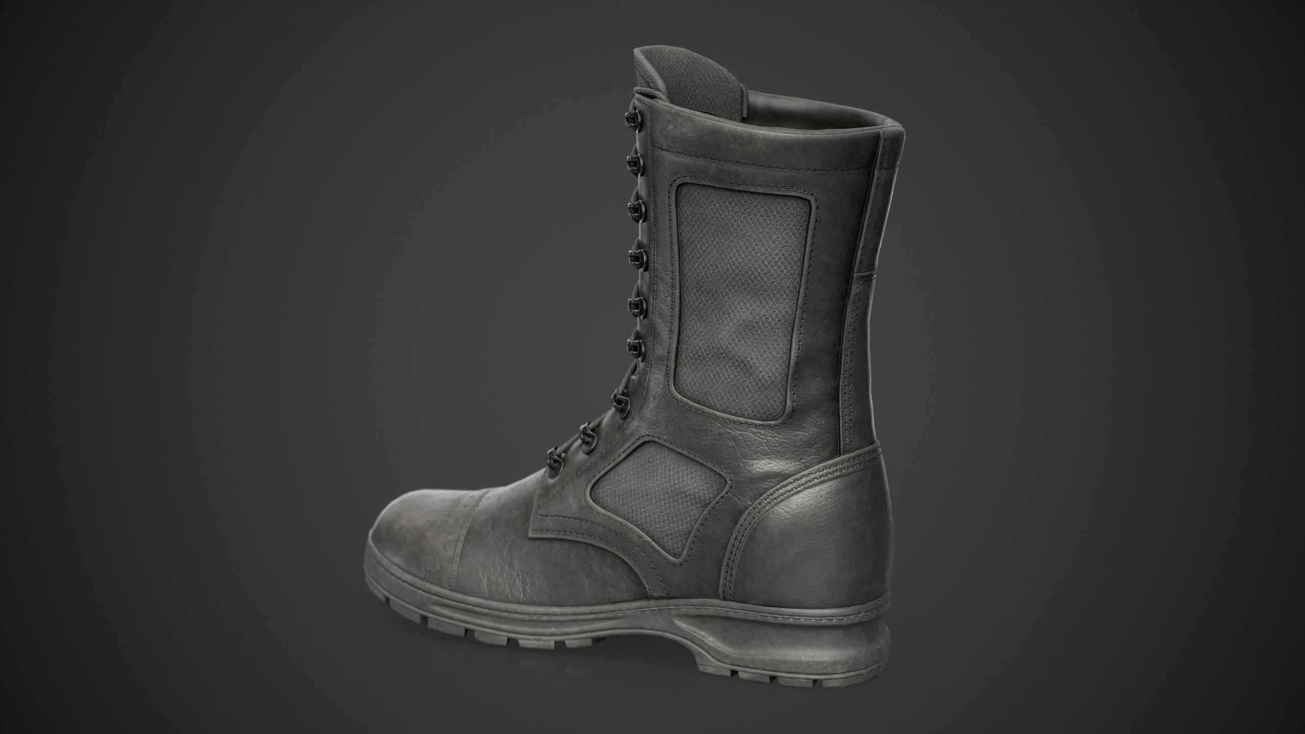 Army Boot Low-poly 3D model_3