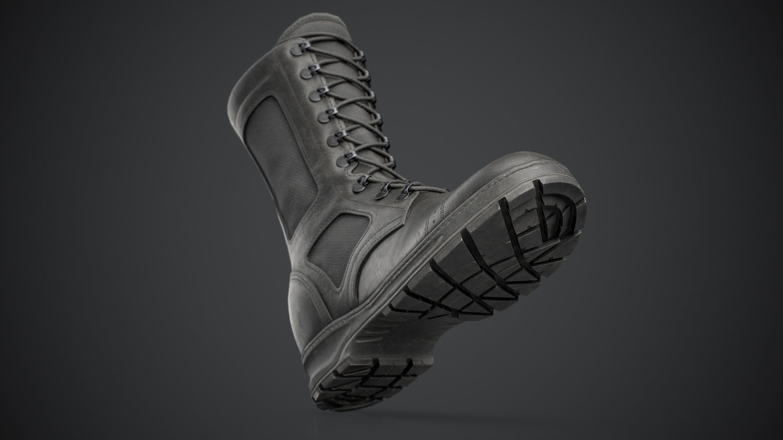 Army Boot Low-poly 3D model_6