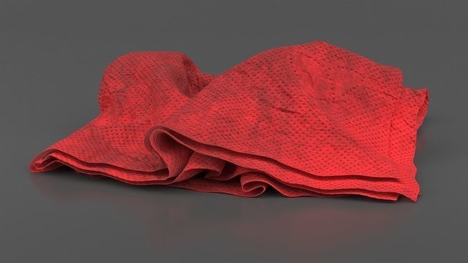 Napkin Crumpled Unfolded Dirty 3D model 4