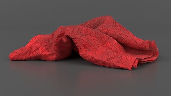 Napkin Crumpled Unfolded Dirty 3D model 3
