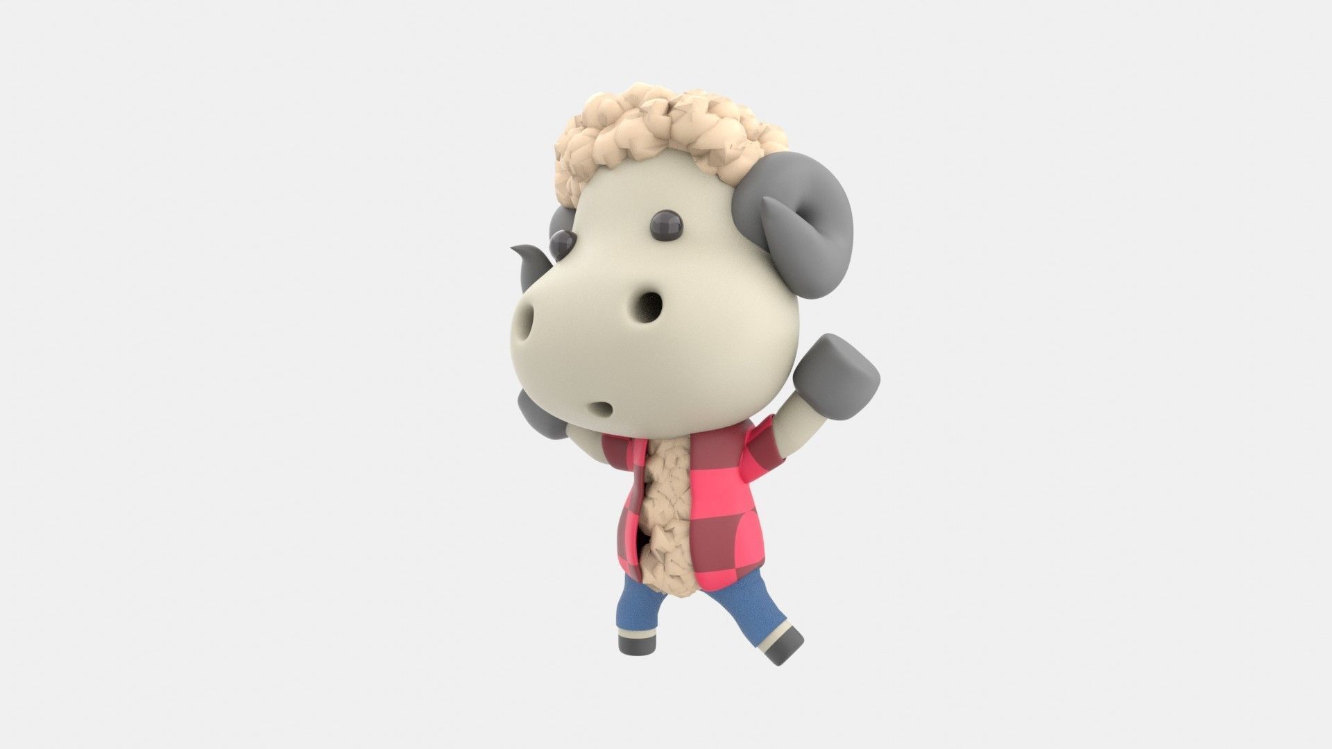 Cute Sheep 3D Illustration 3D model_2