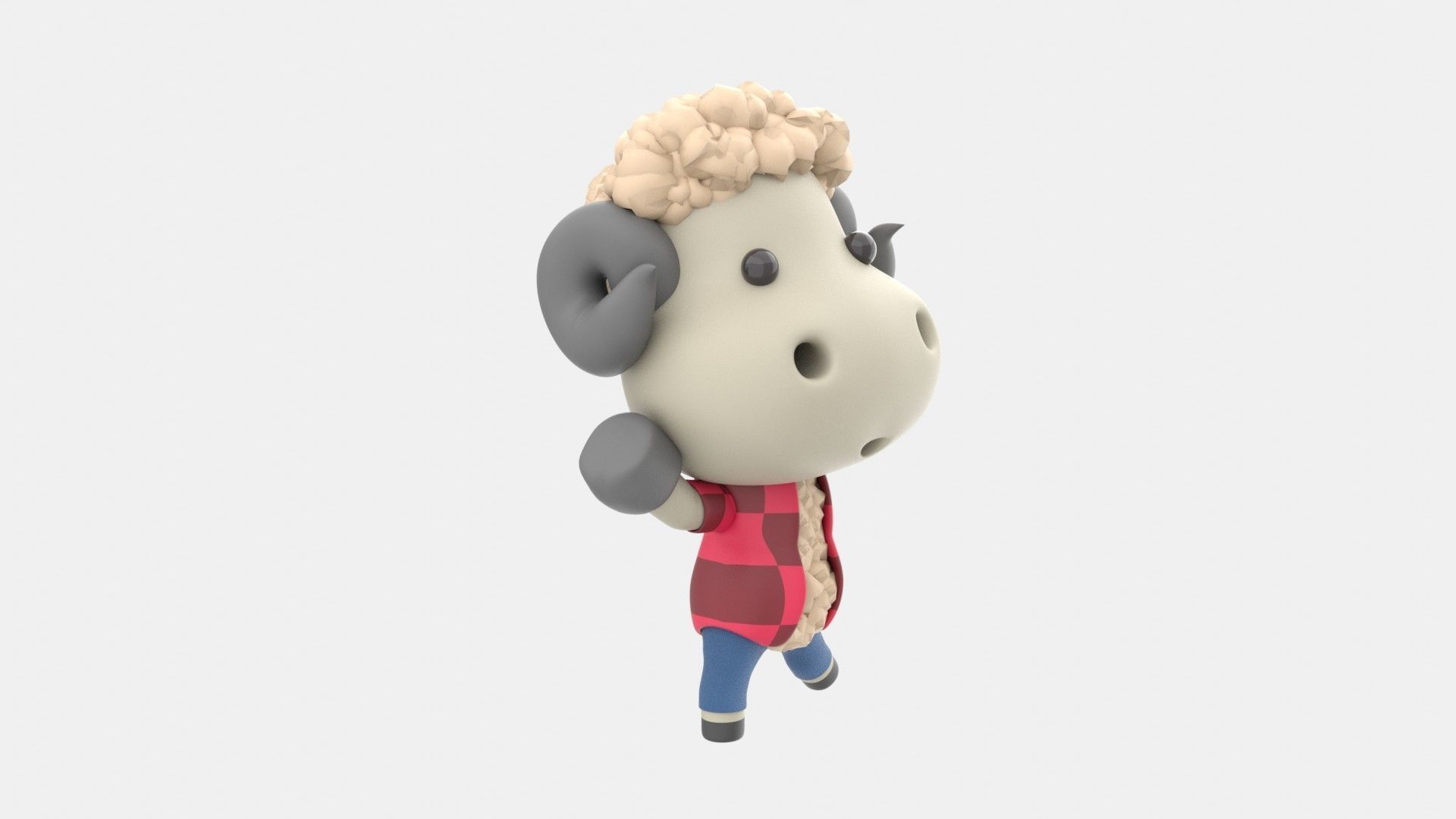 Cute Sheep 3D Illustration 3D model_17