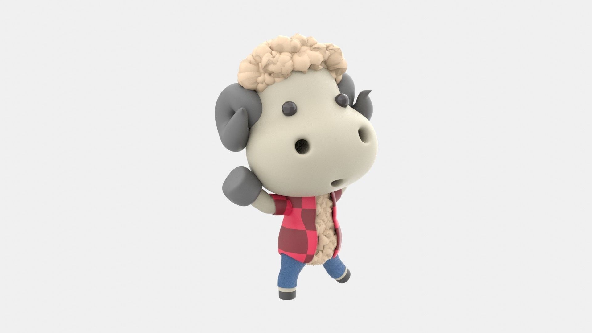 Cute Sheep 3D Illustration 3D model_18