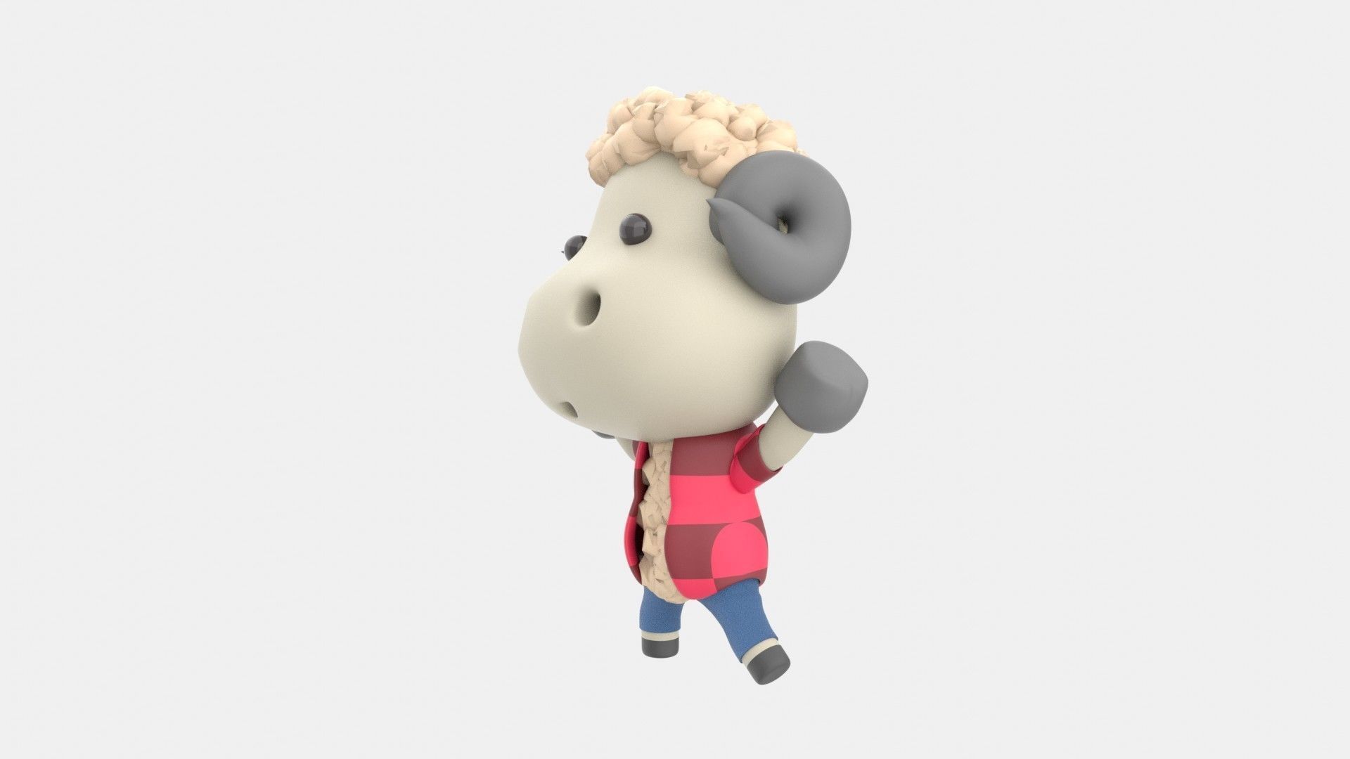Cute Sheep 3D Illustration 3D model_3