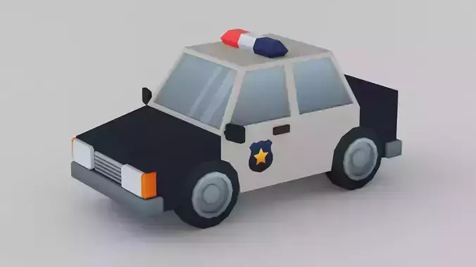 Cartoon Low Poly Car 05 - Police Car