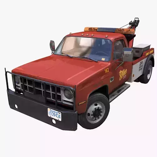 80s Tow truck pickup Low-poly 3D model