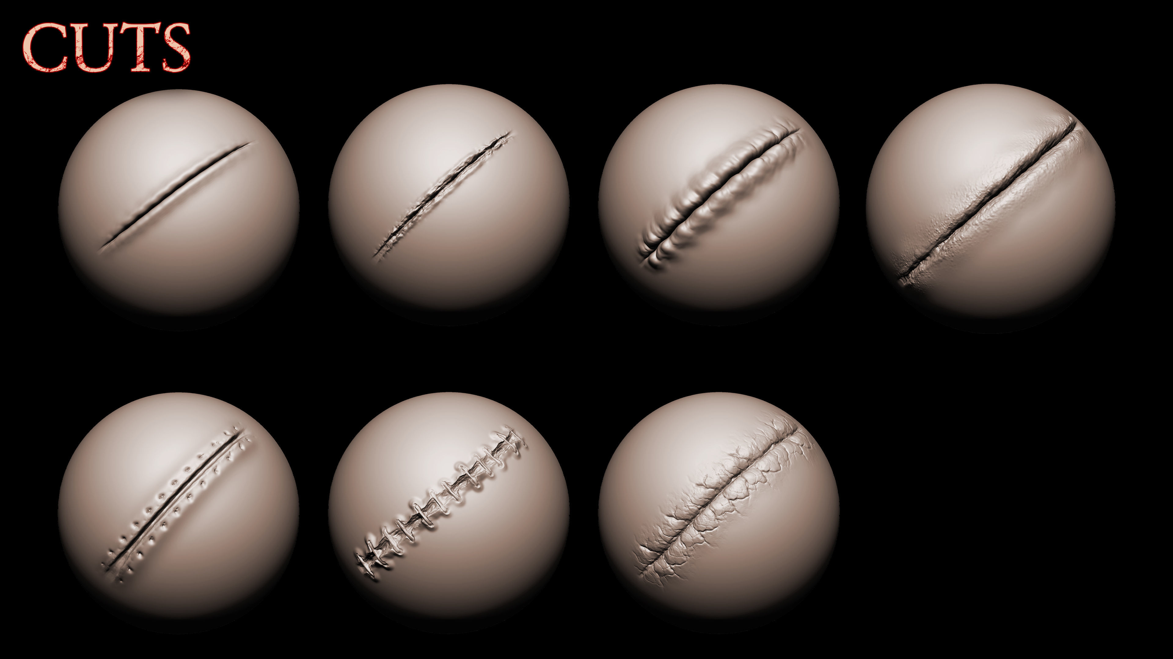 Zbrush  Blender  30 Skin Damages Brushes Texture_1