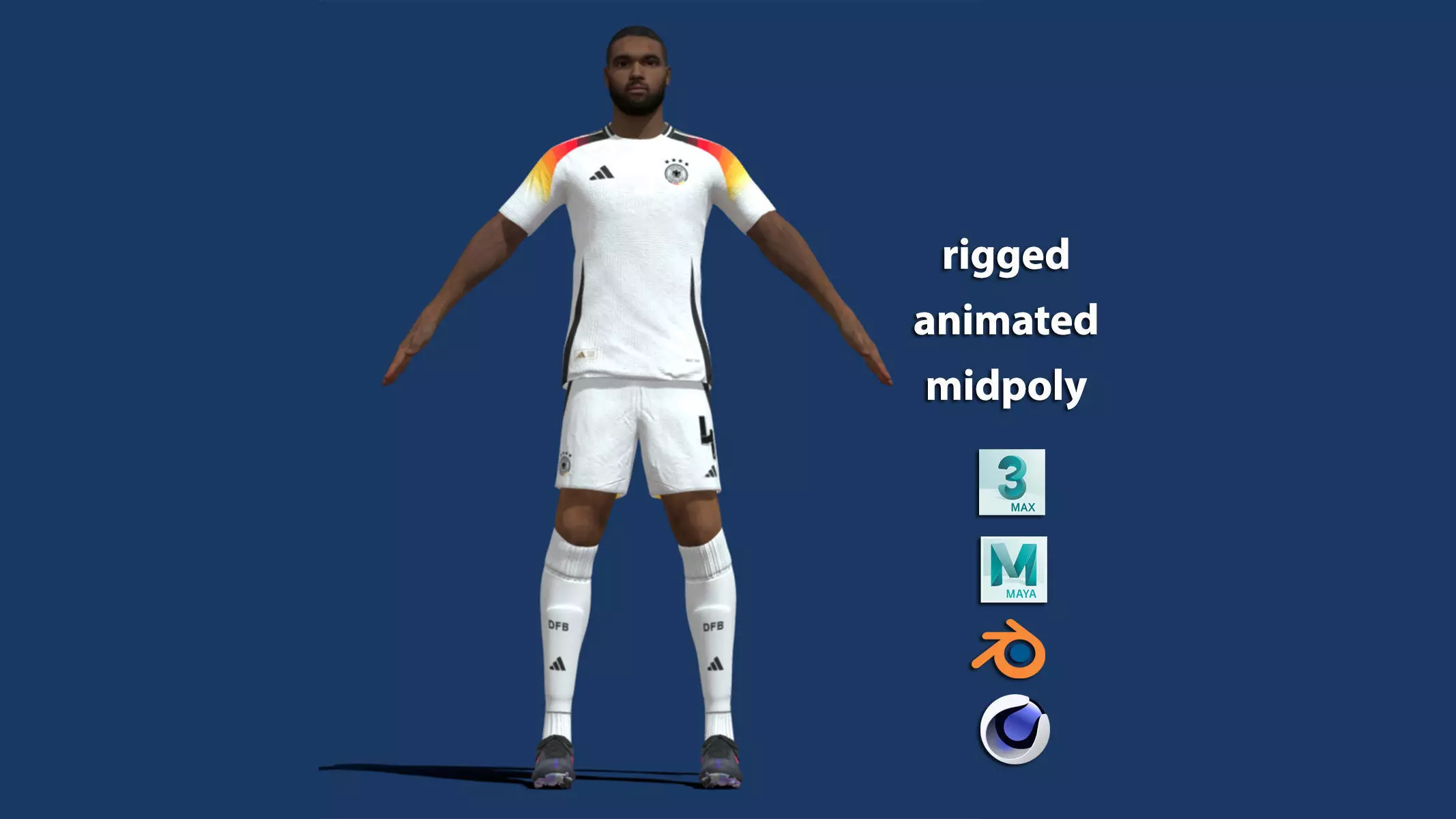 T-Pose Rigged Jonathan Tah Germany Euro 2024 3D model