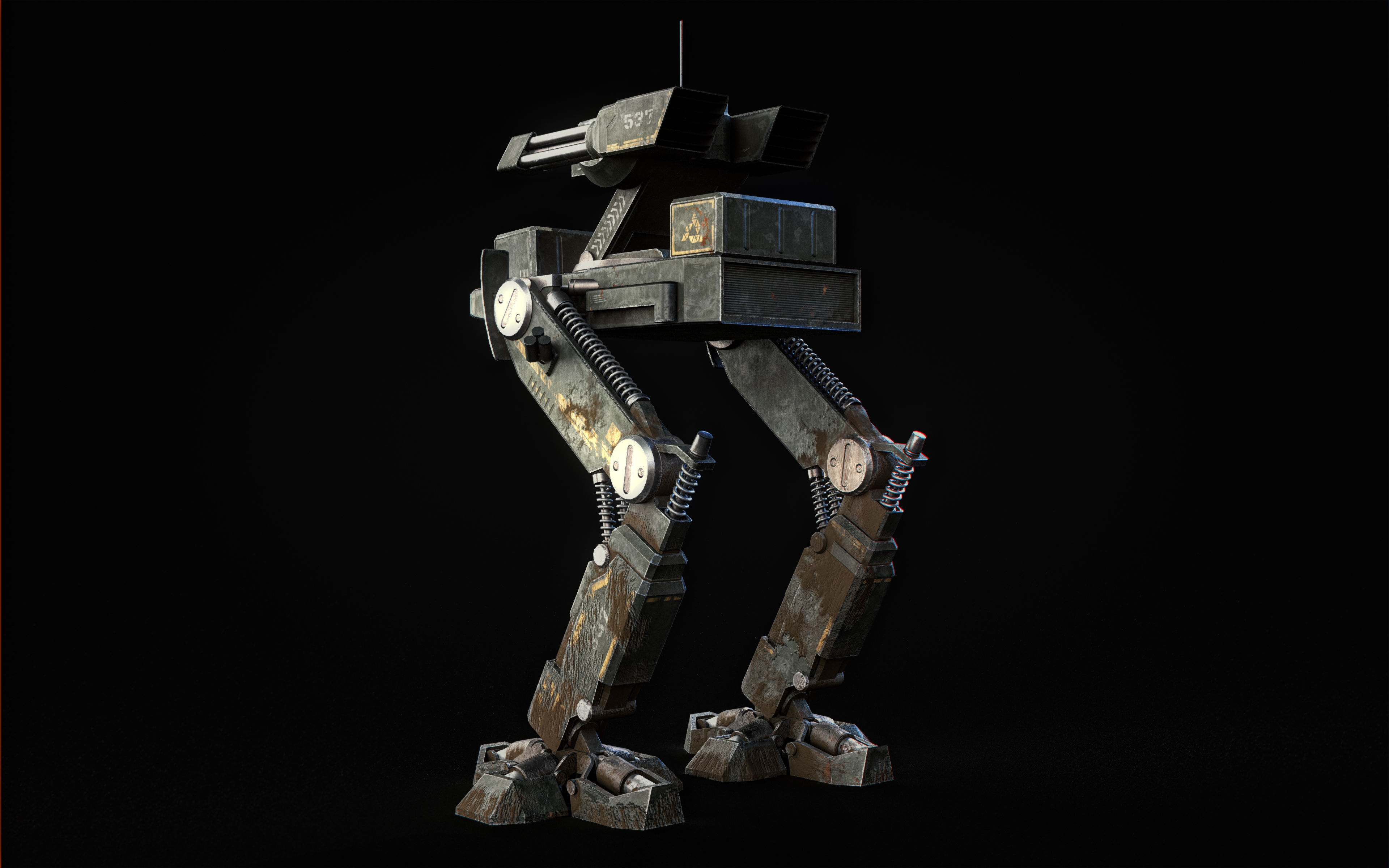 Mech Robot Two Legs Combat Sci-Fi Low-poly 3D model_2