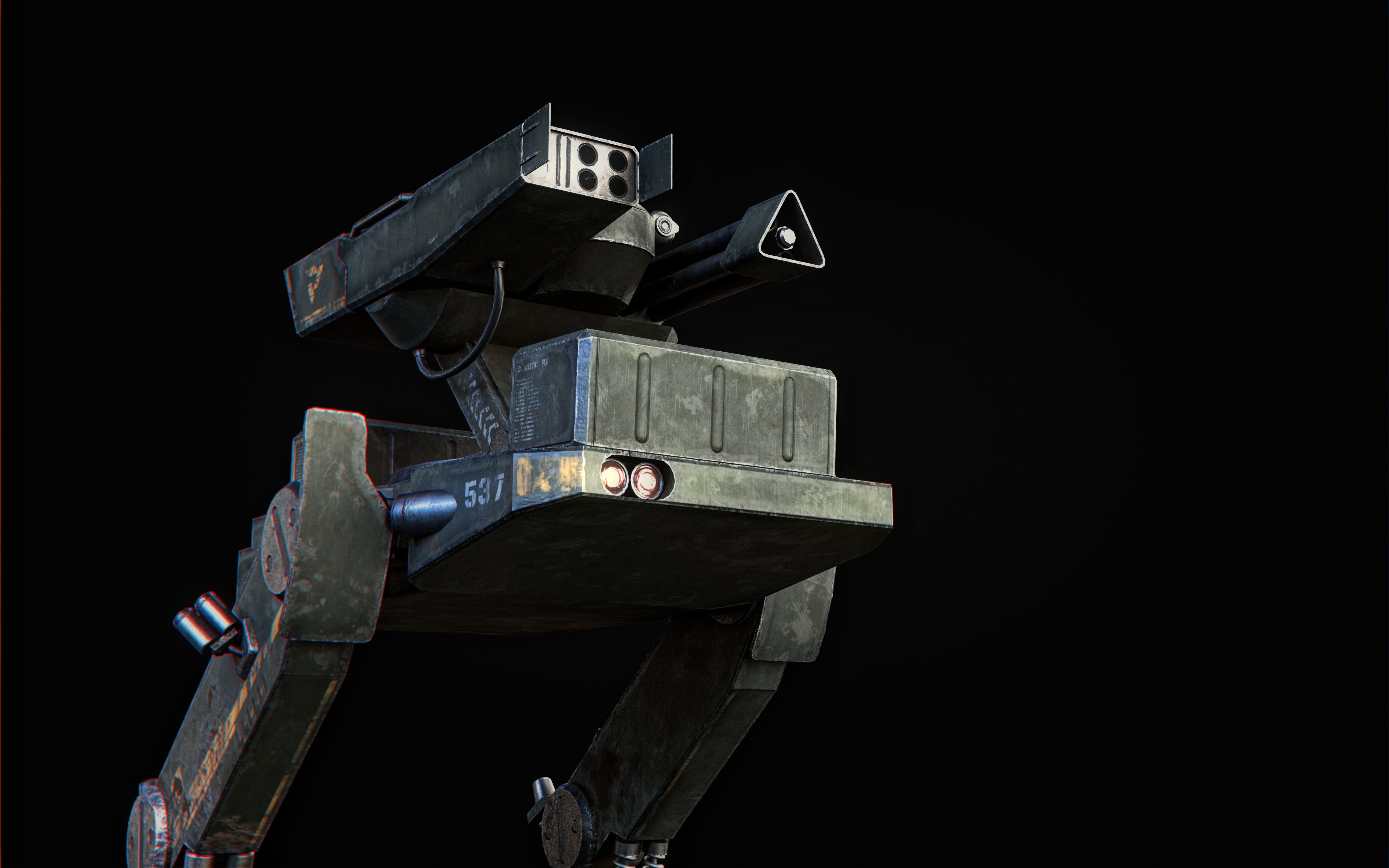 Mech Robot Two Legs Combat Sci-Fi Low-poly 3D model_6