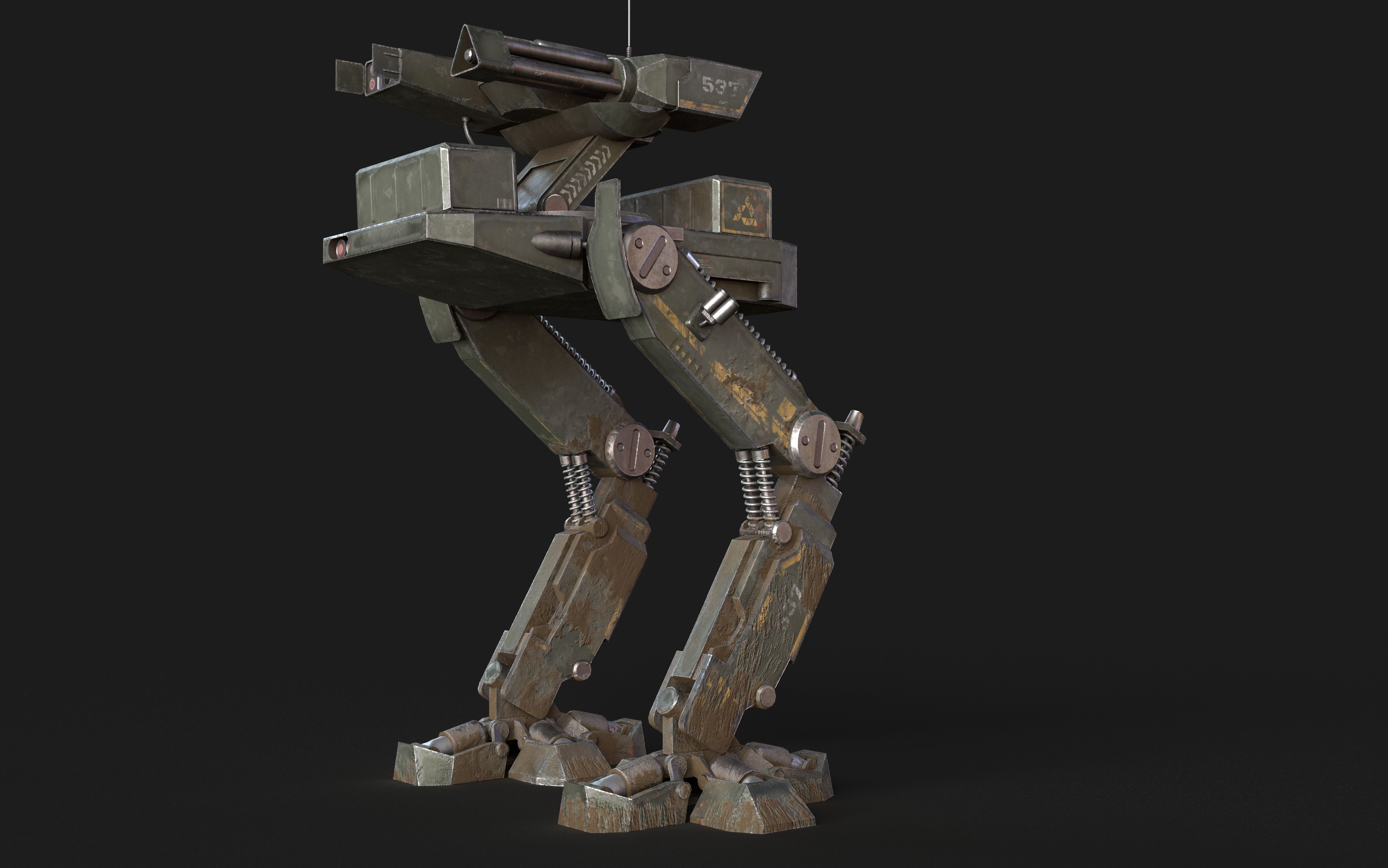 Mech Robot Two Legs Combat Sci-Fi Low-poly 3D model_17
