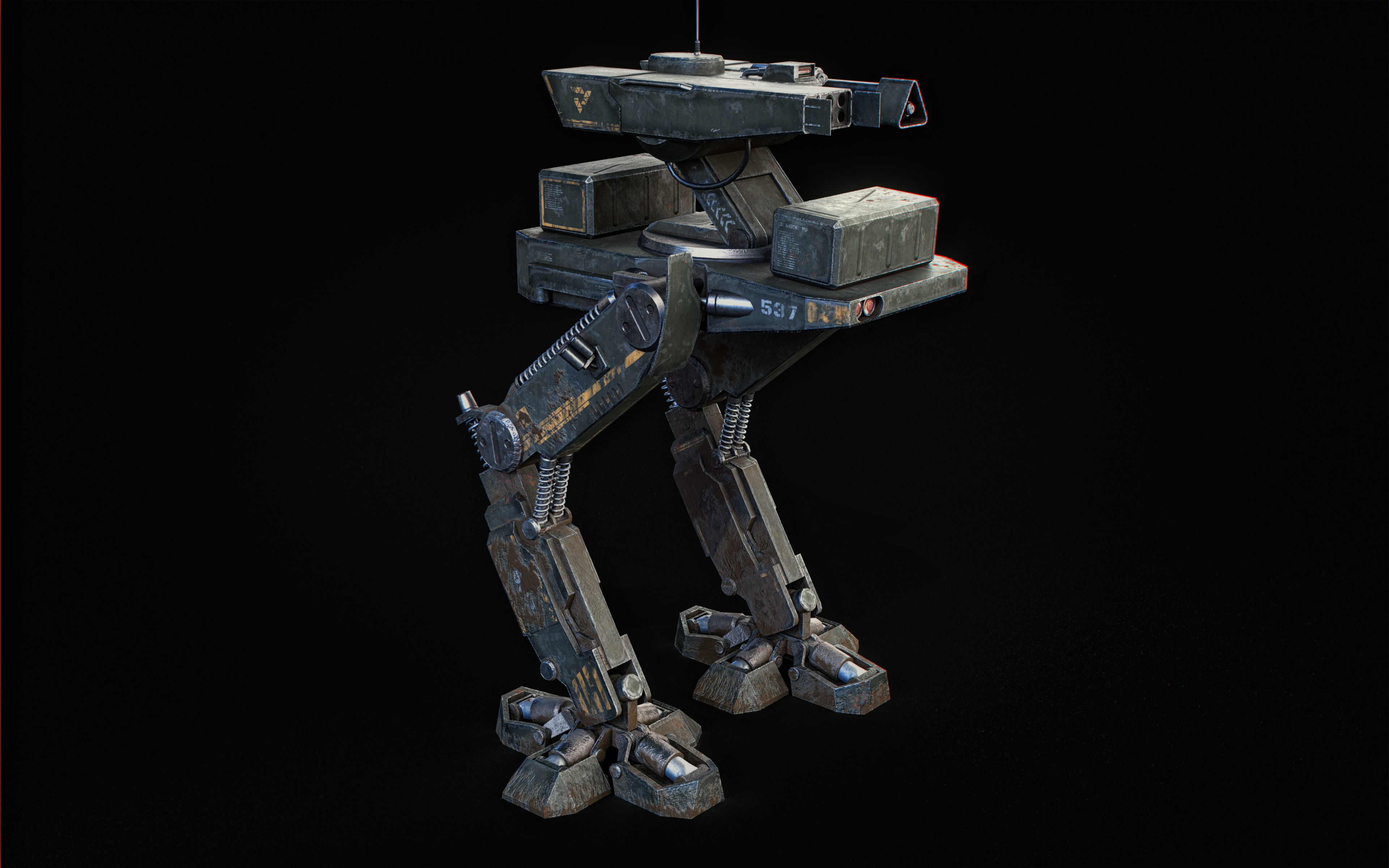 Mech Robot Two Legs Combat Sci-Fi Low-poly 3D model_25