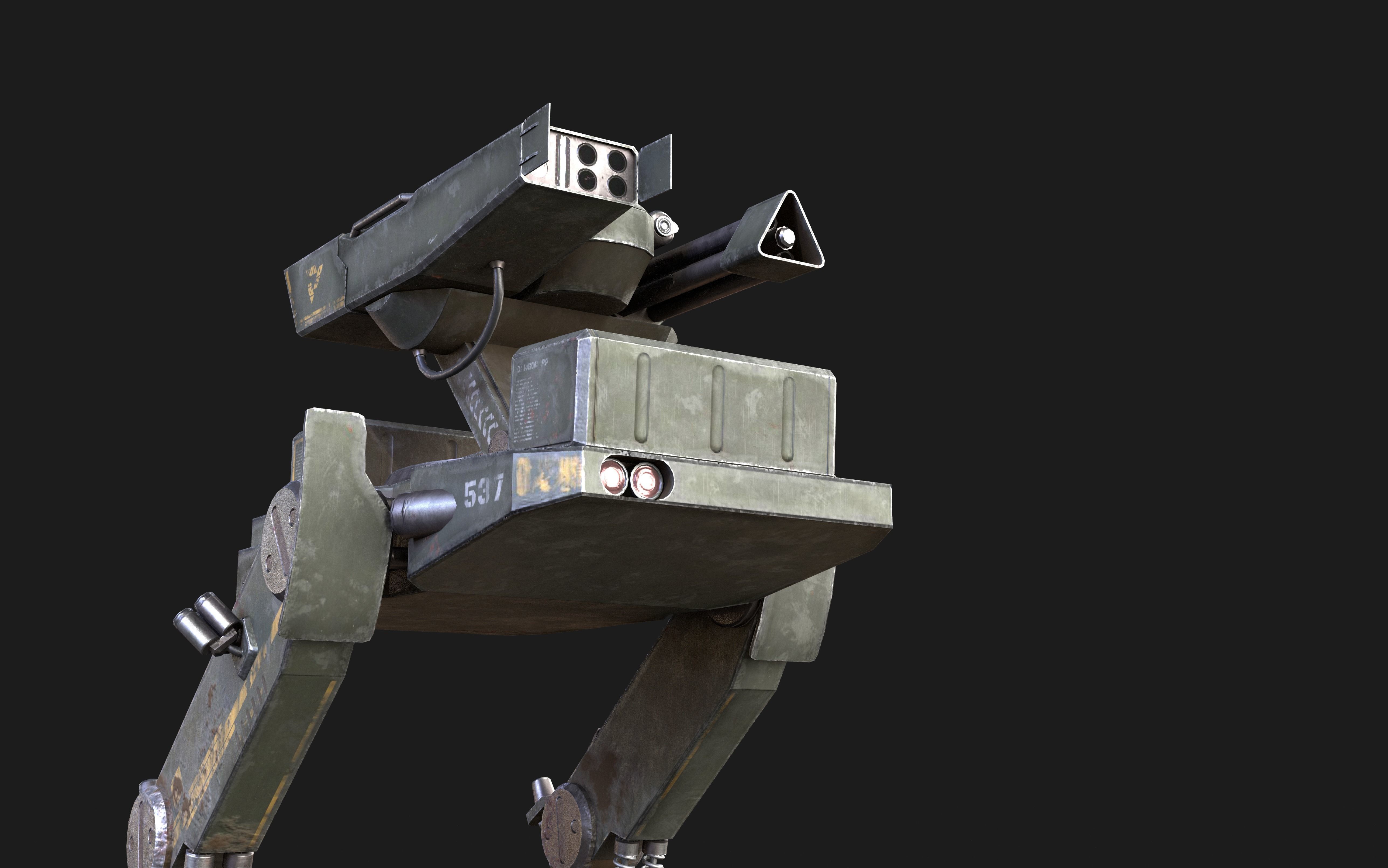 Mech Robot Two Legs Combat Sci-Fi Low-poly 3D model_14