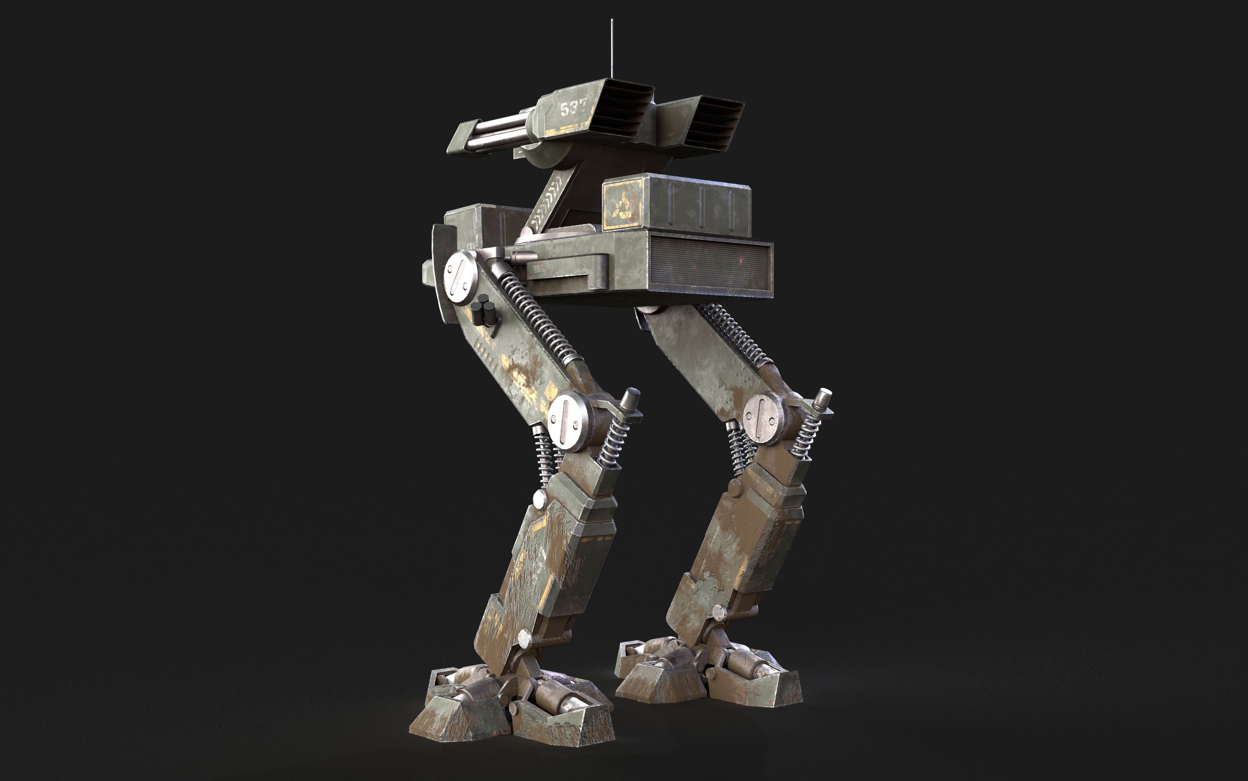 Mech Robot Two Legs Combat Sci-Fi Low-poly 3D model_16