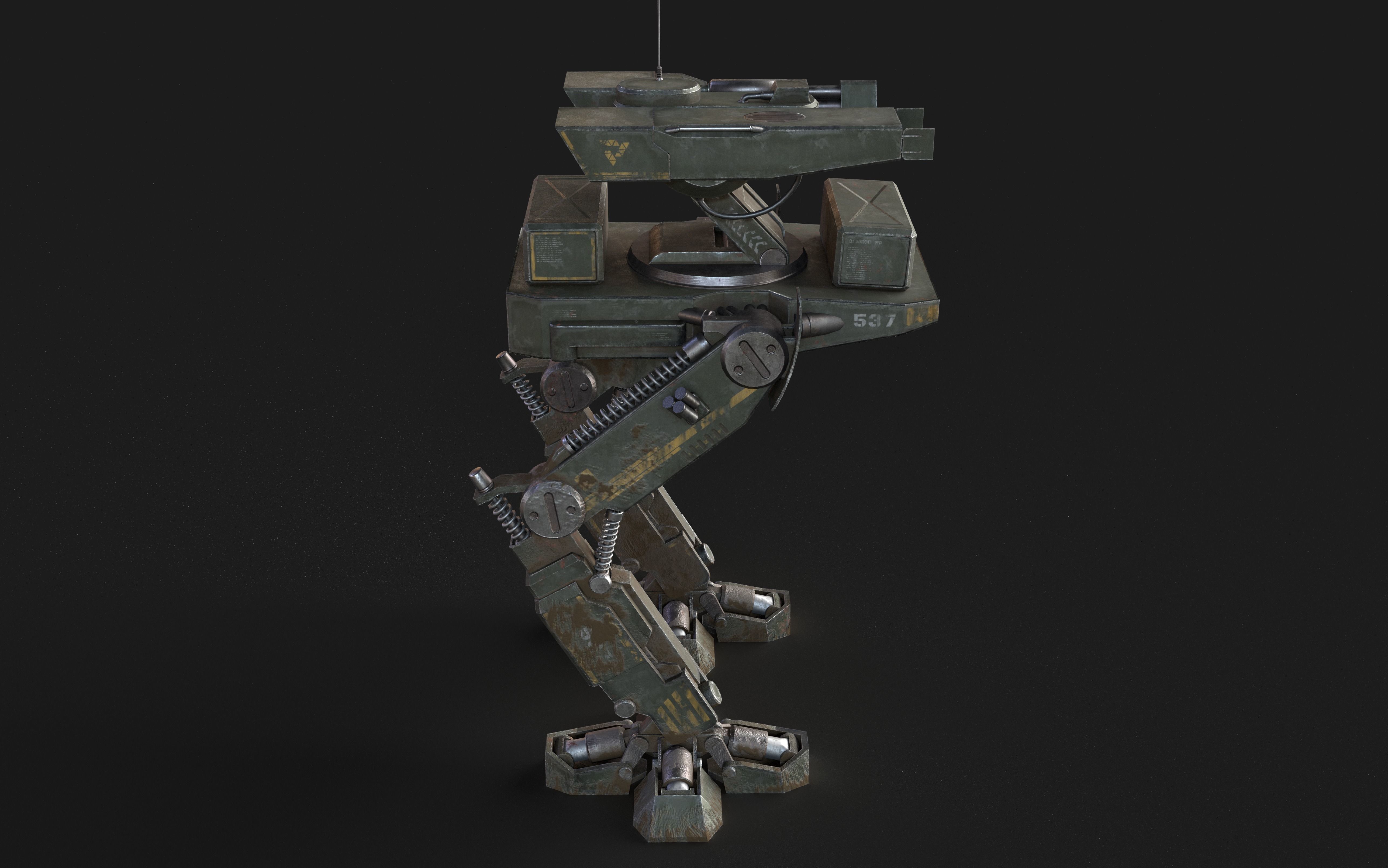 Mech Robot Two Legs Combat Sci-Fi Low-poly 3D model_24