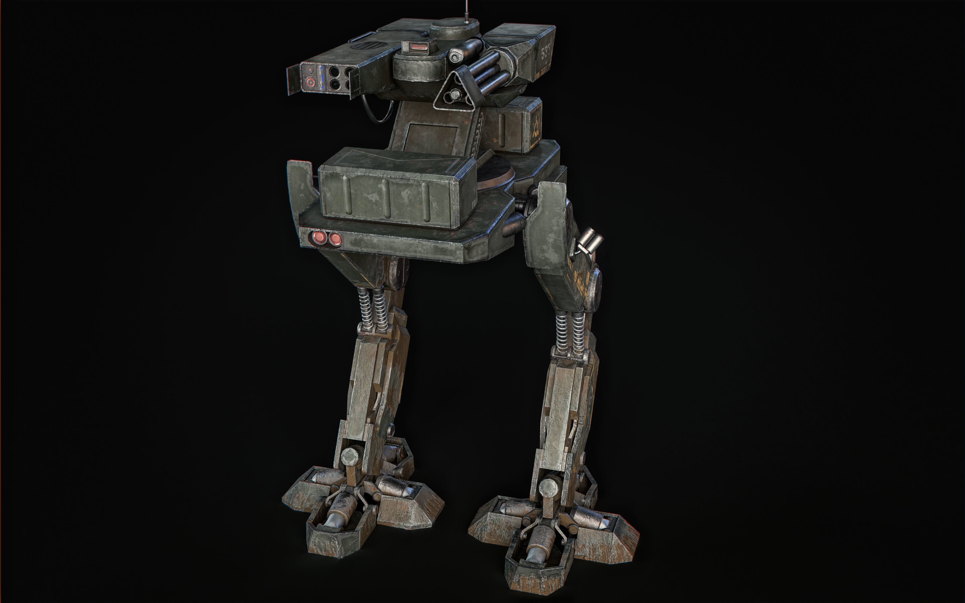 Mech Robot Two Legs Combat Sci-Fi Low-poly 3D model_11
