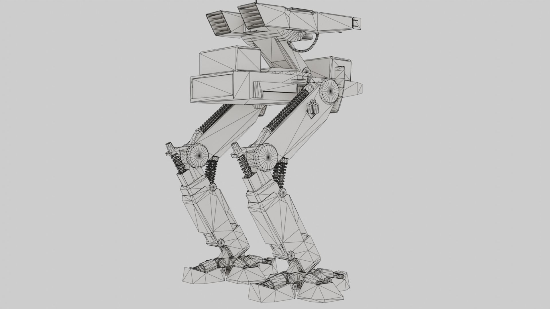 Mech Robot Two Legs Combat Sci-Fi Low-poly 3D model_44
