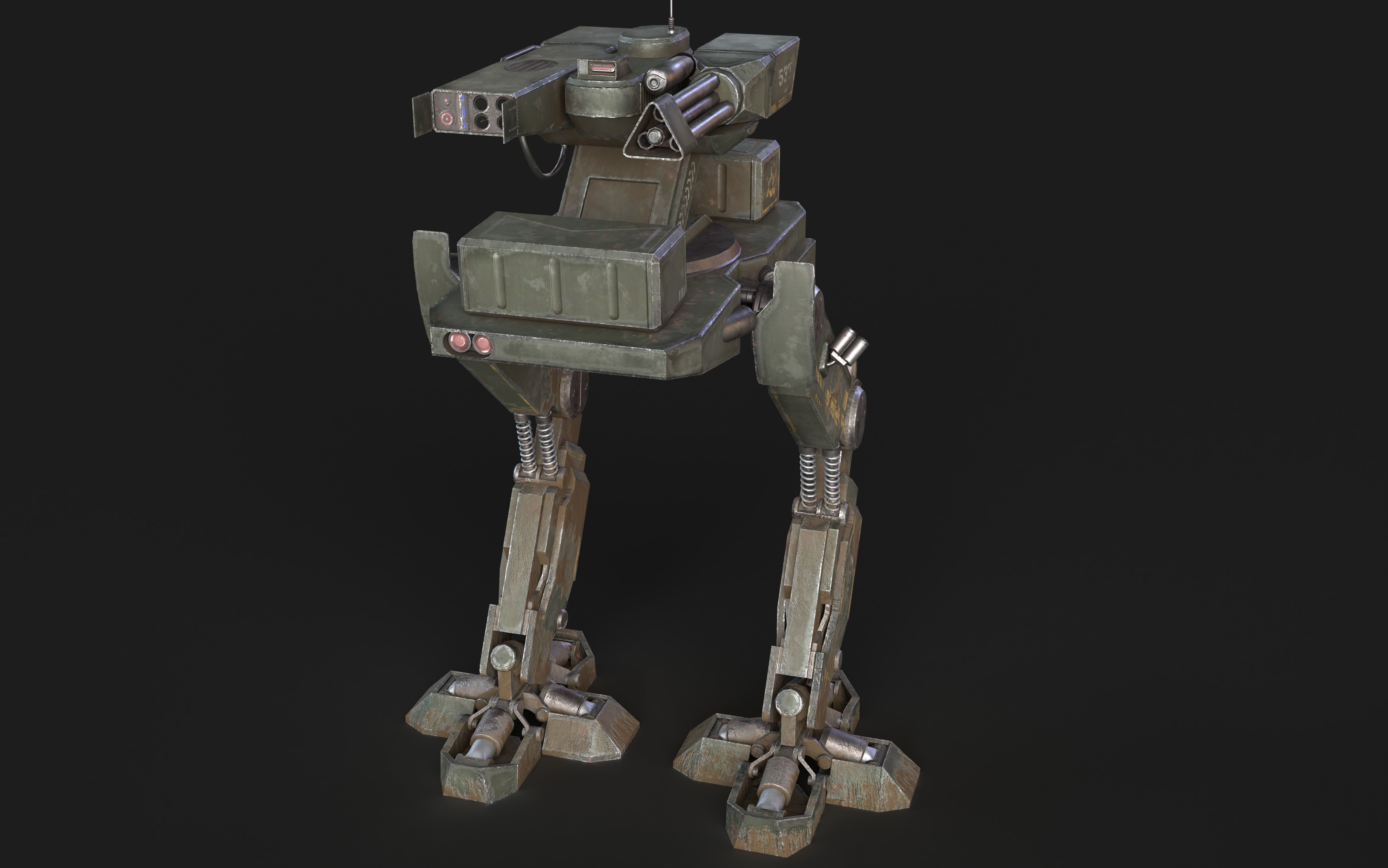 Mech Robot Two Legs Combat Sci-Fi Low-poly 3D model_34
