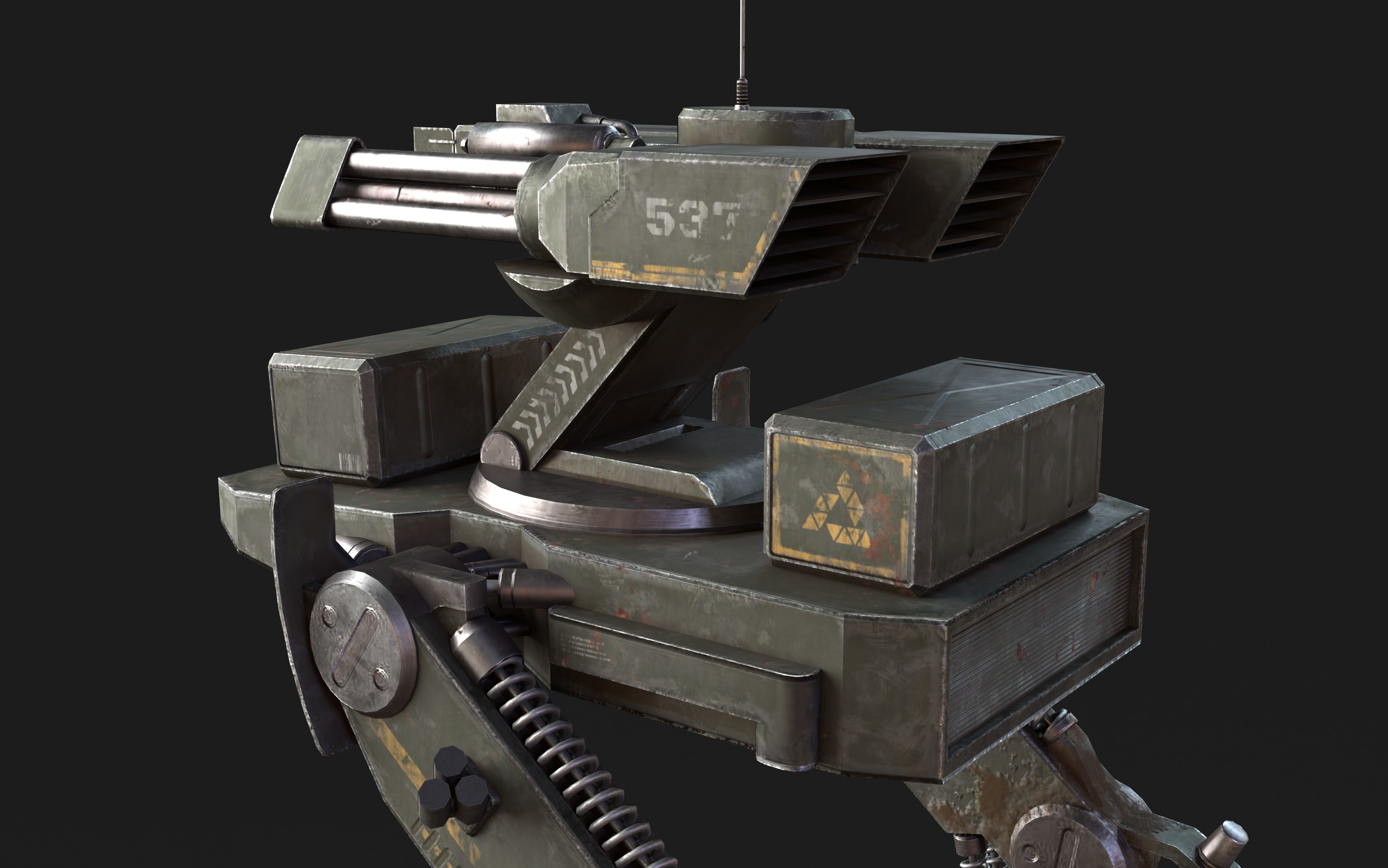 Mech Robot Two Legs Combat Sci-Fi Low-poly 3D model_27