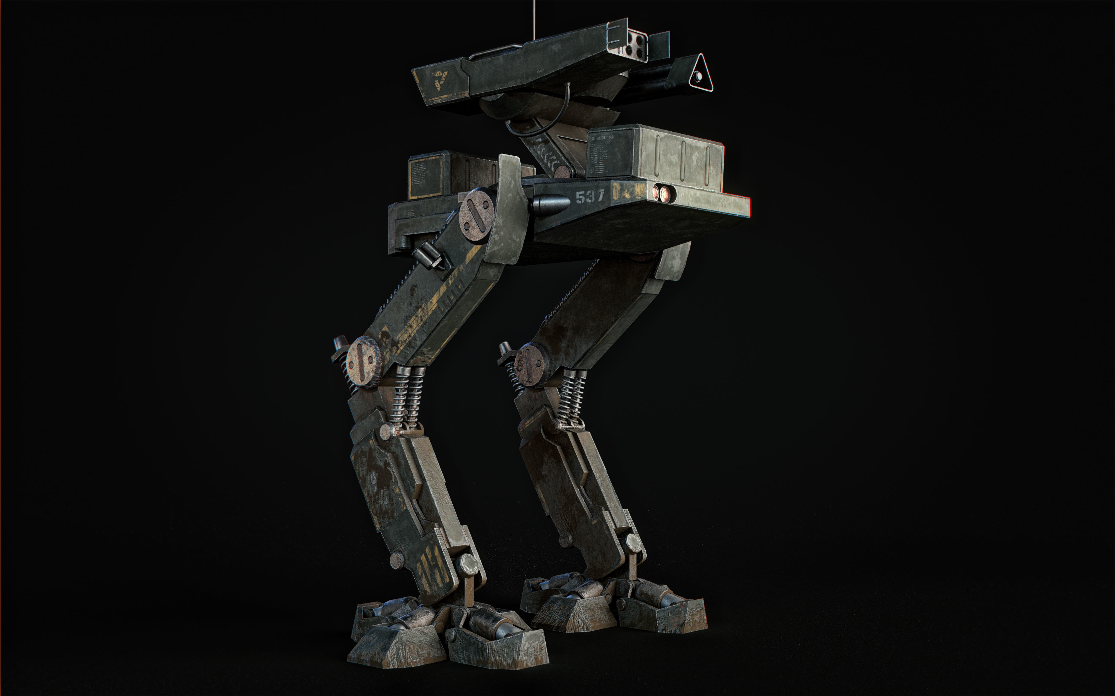 Mech Robot Two Legs Combat Sci-Fi Low-poly 3D model_32